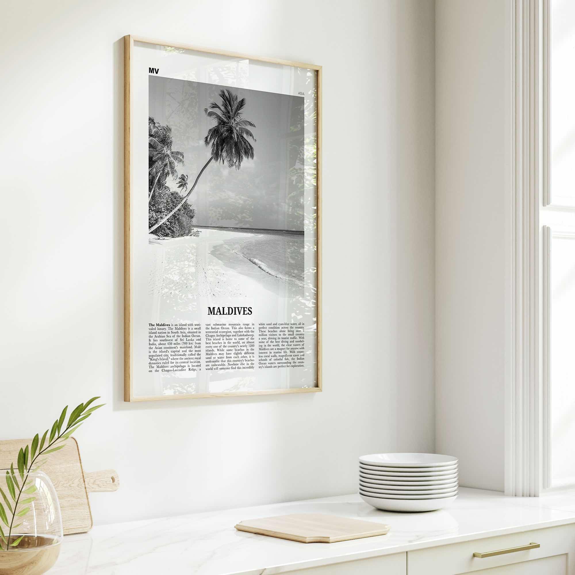 Maldives Print Black and White No 1, Maldives Wall Art, Maldives Poster, Maldives Photo, Maldives Wall Decor, Country Art Print, Malé Addu