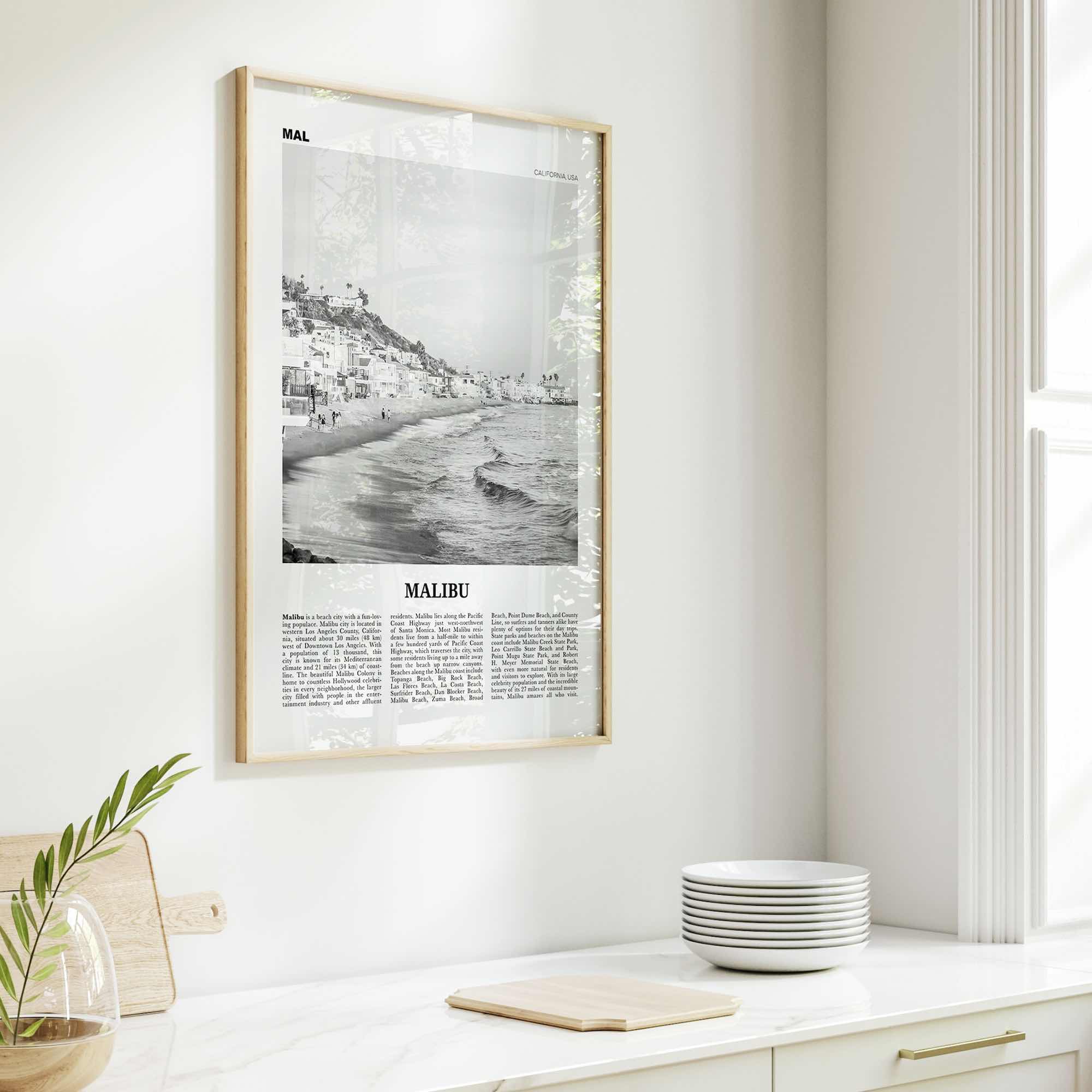 Malibu Print Black and White No 1, Malibu Wall Art, Malibu Poster, Malibu Photo, Malibu Wall Decor, California, USA, United States
