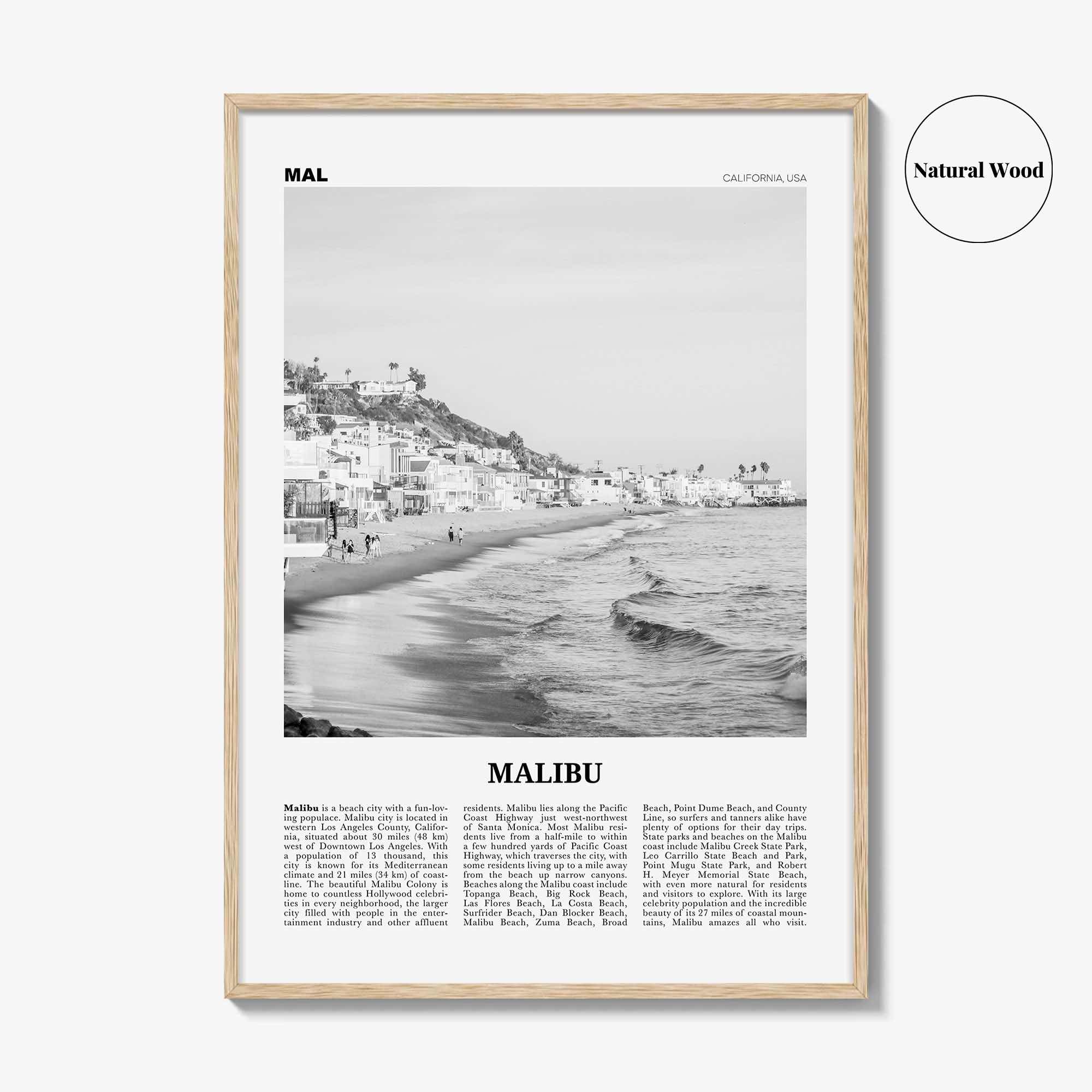 Malibu Print Black and White No 1, Malibu Wall Art, Malibu Poster, Malibu Photo, Malibu Wall Decor, California, USA, United States