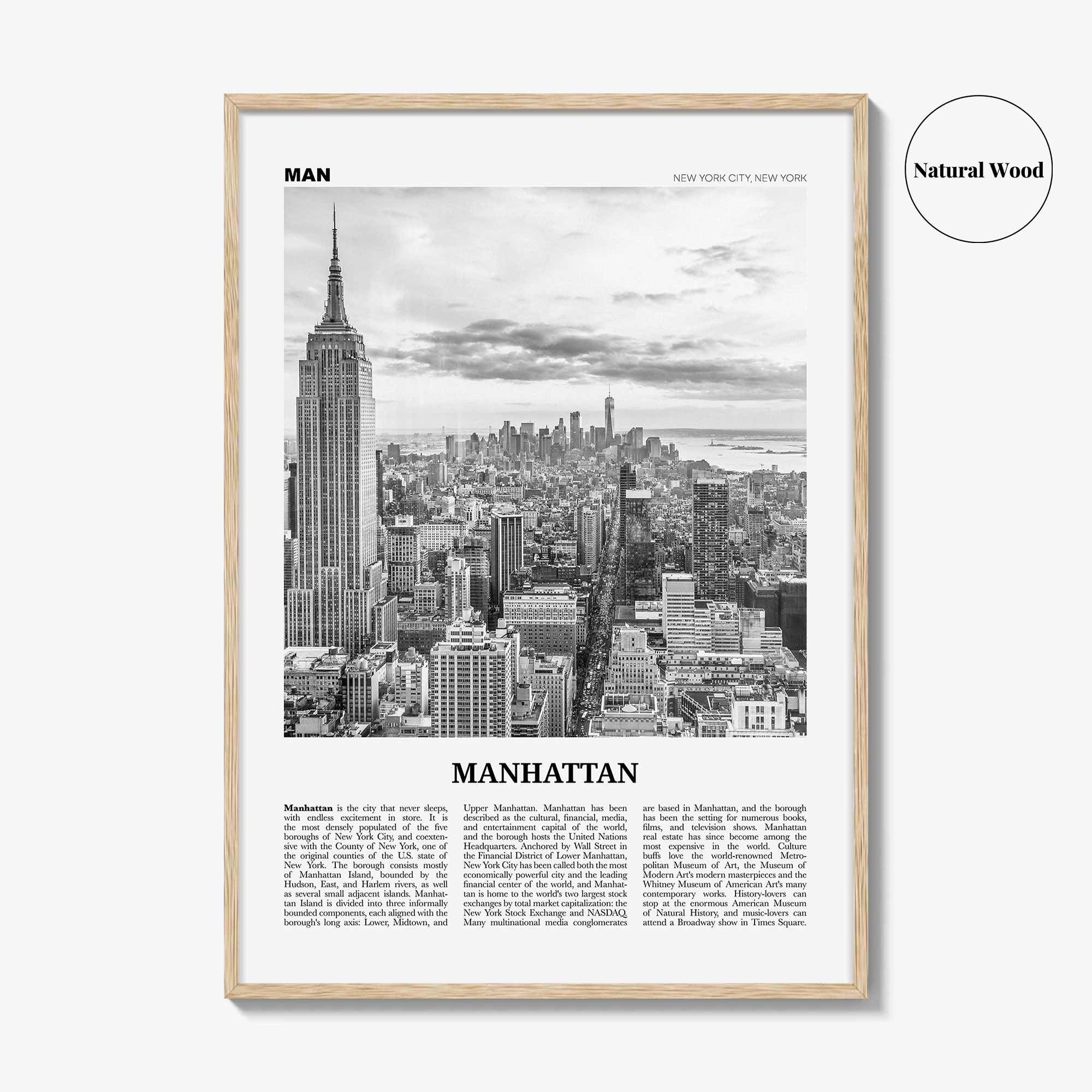 Manhattan Print Black and White, Manhattan Wall Art, Manhattan Poster, Manhattan Photo, New York, USA, United States, North America