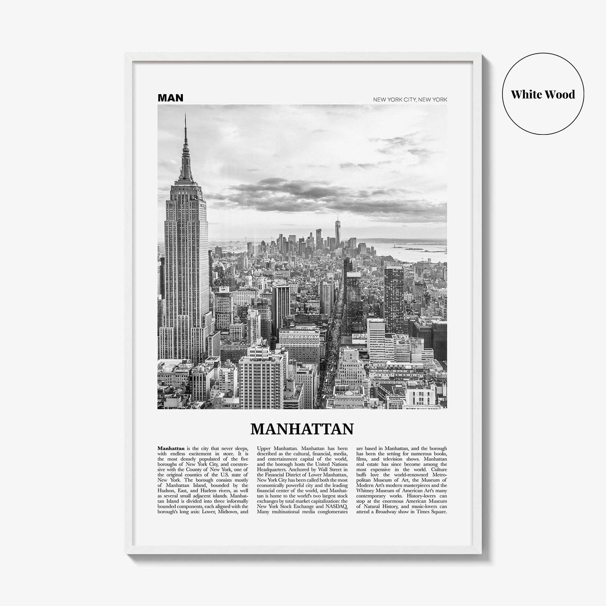 Manhattan Print Black and White, Manhattan Wall Art, Manhattan Poster, Manhattan Photo, New York, USA, United States, North America