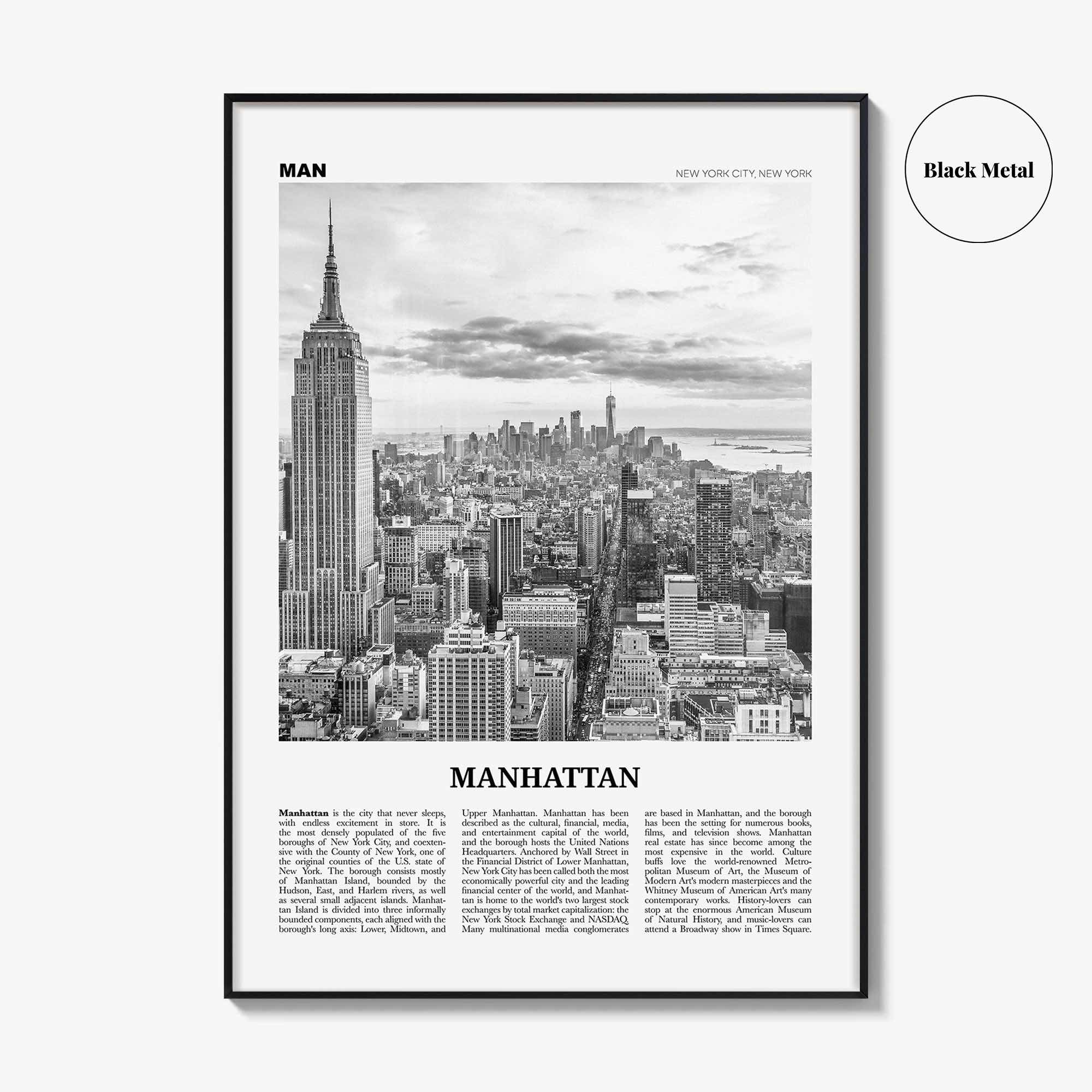 Manhattan Print Black and White, Manhattan Wall Art, Manhattan Poster, Manhattan Photo, New York, USA, United States, North America