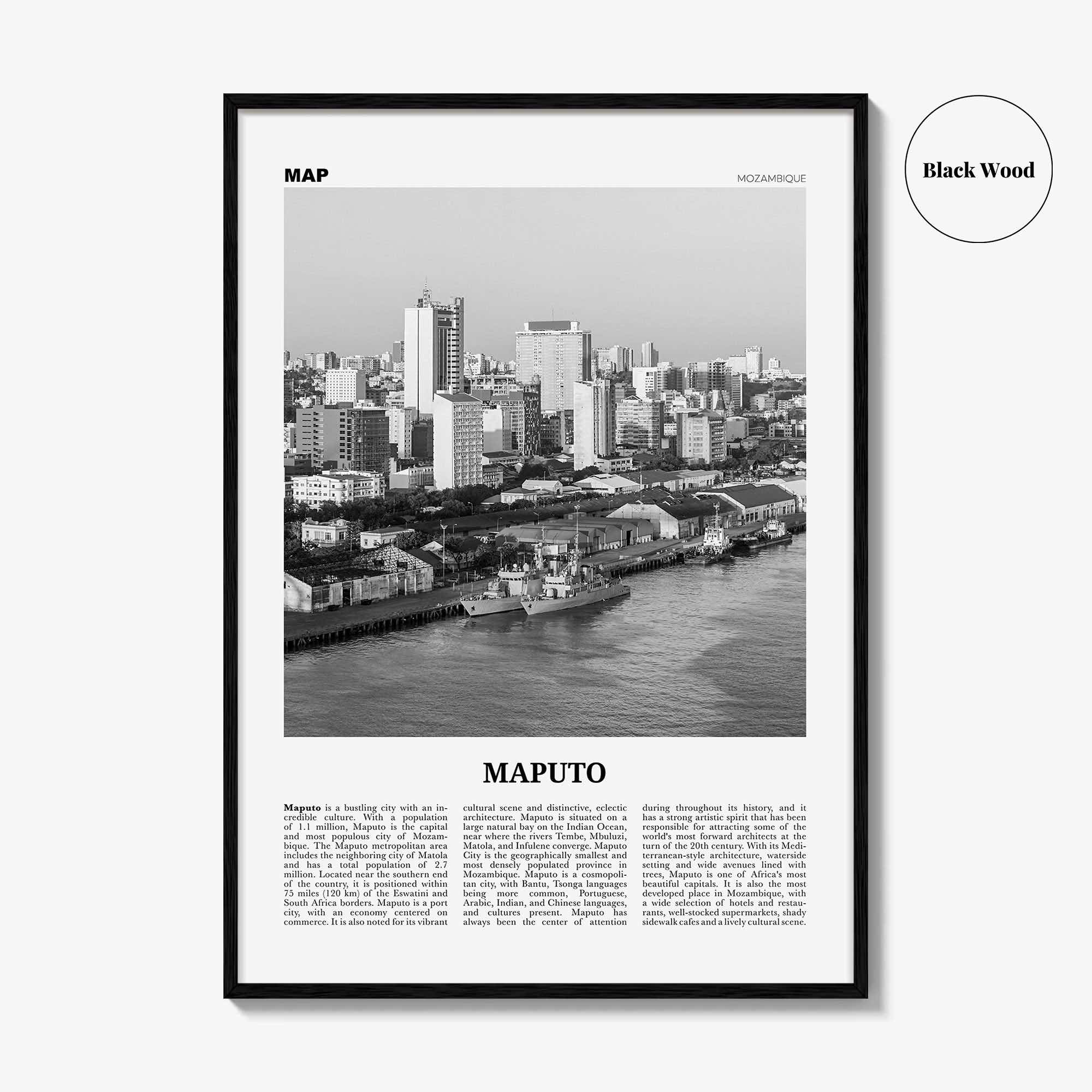 Maputo Print Black and White, Maputo Wall Art, Maputo Poster, Maputo Photo, Maputo Wall Decor, Mozambique, Lourenço, Marques, Africa