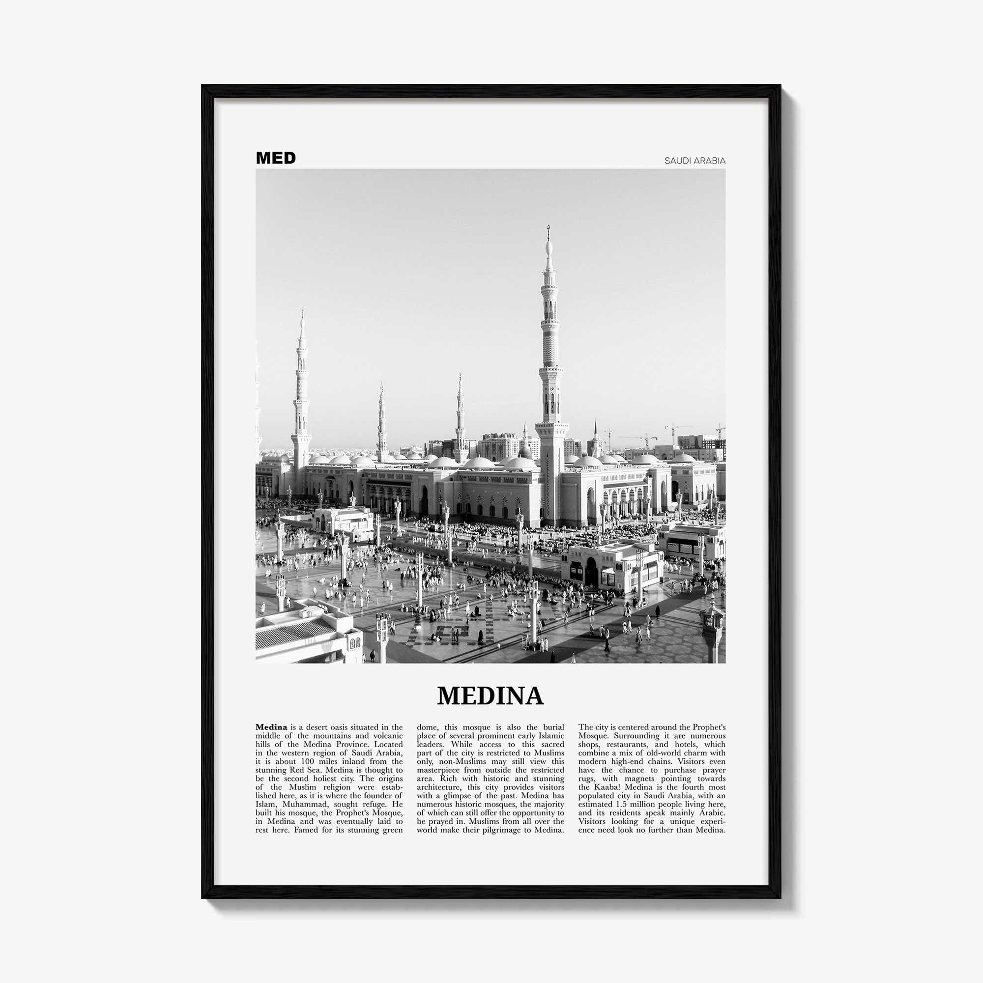 Medina Print Black and White, Medina Wall Art, Medina Poster, Medina Photo, Medina Décor, Al Madinah Al Munawwarah, Saudi Arabia, المدينة