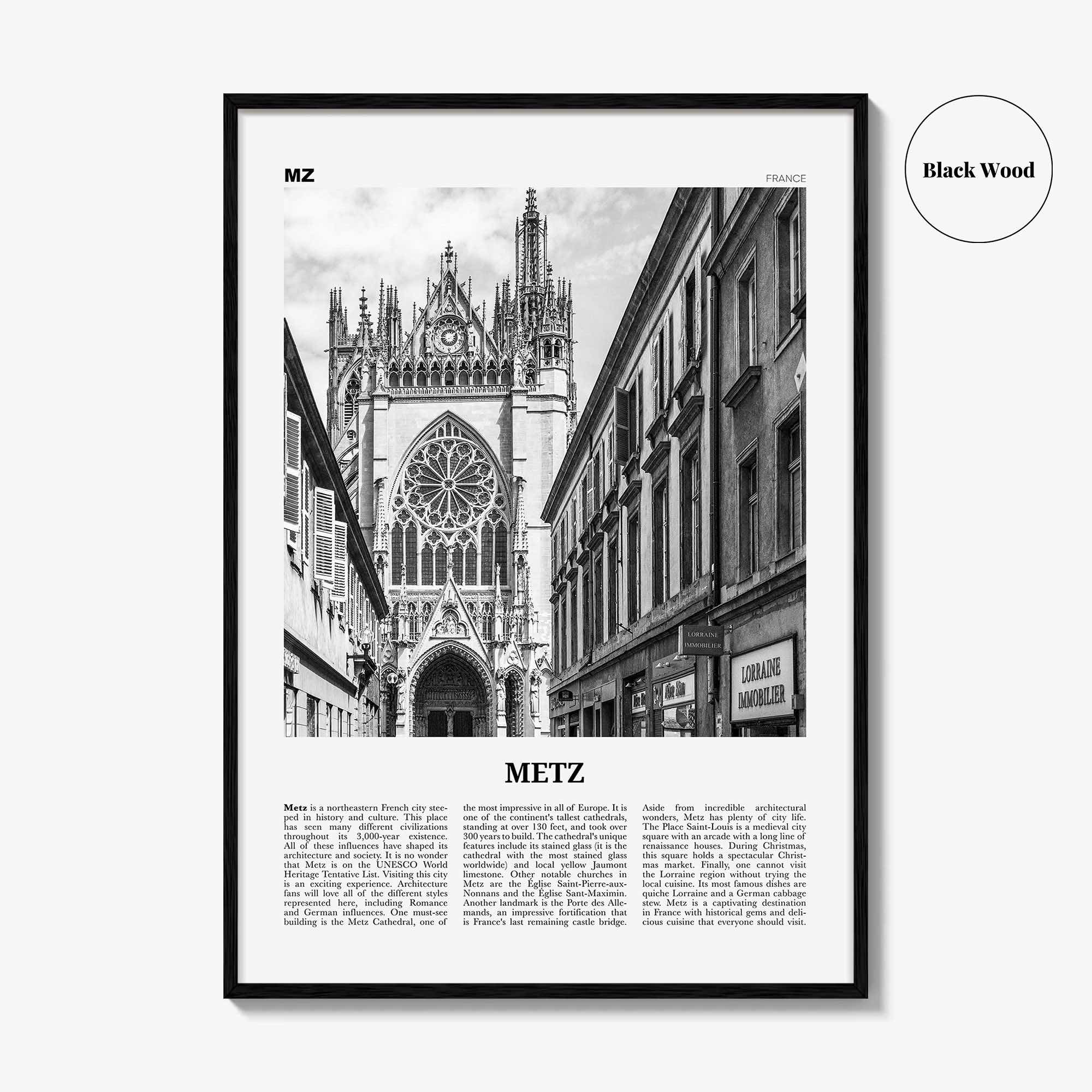 Metz Print Black and White, Metz Wall Art, Metz Poster, Metz Photo, Metz Wall Décor, France, Grand Est Moselle, Lorraine