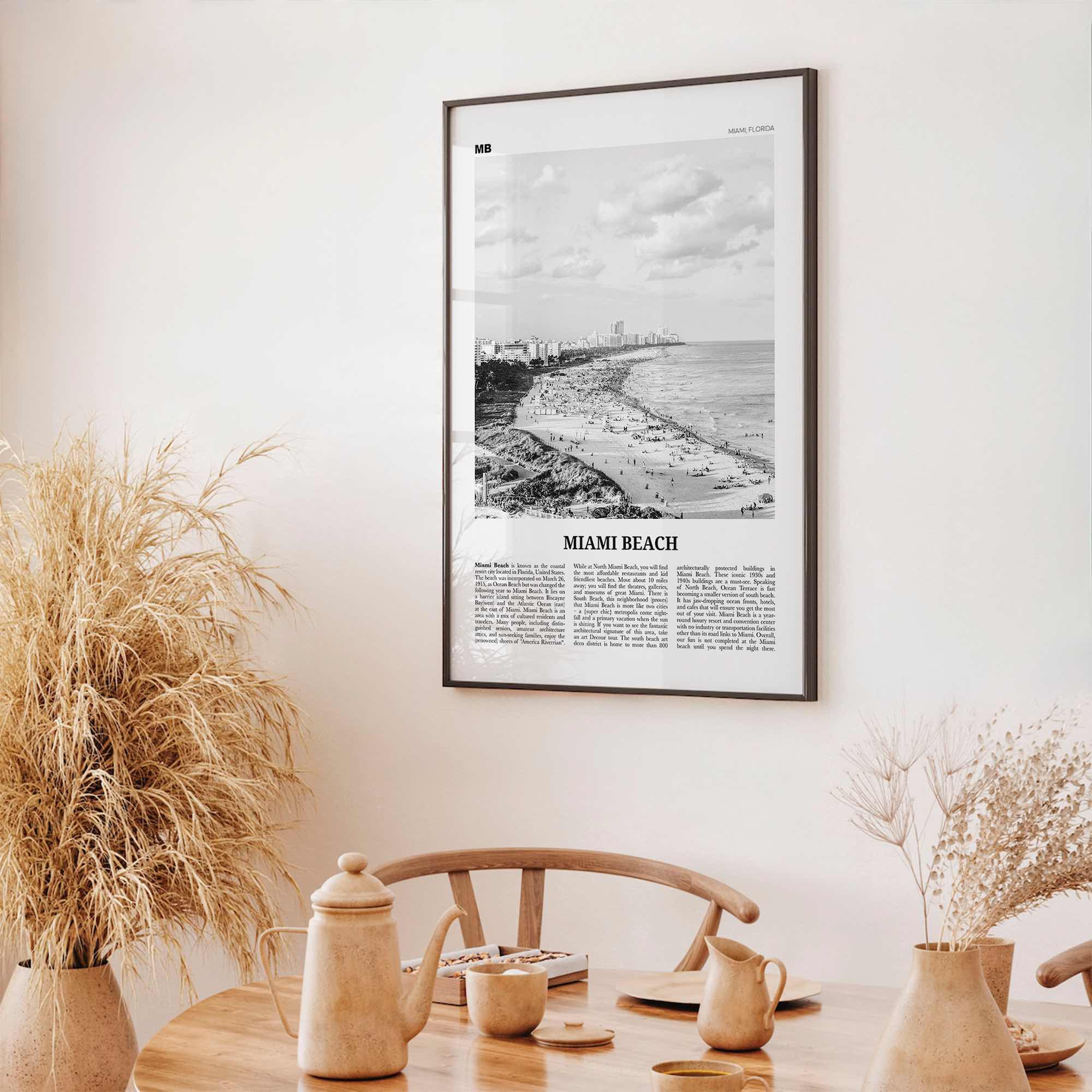 Miami Beach Print Black and White, Miami Beach Wall Art, Miami Beach Poster, Miami Beach Photo, Miami Beach Wall Décor, Florida, USA
