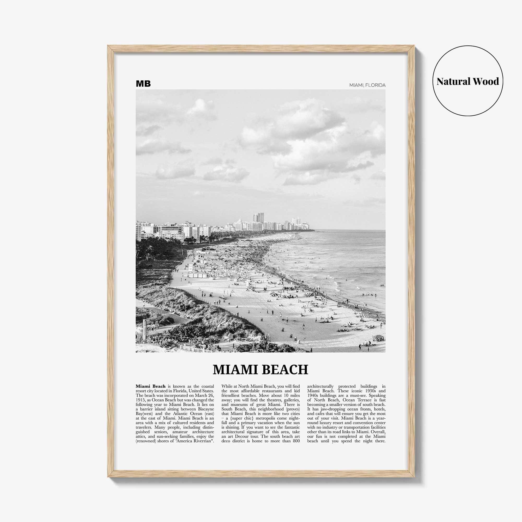 Miami Beach Print Black and White, Miami Beach Wall Art, Miami Beach Poster, Miami Beach Photo, Miami Beach Wall Décor, Florida, USA
