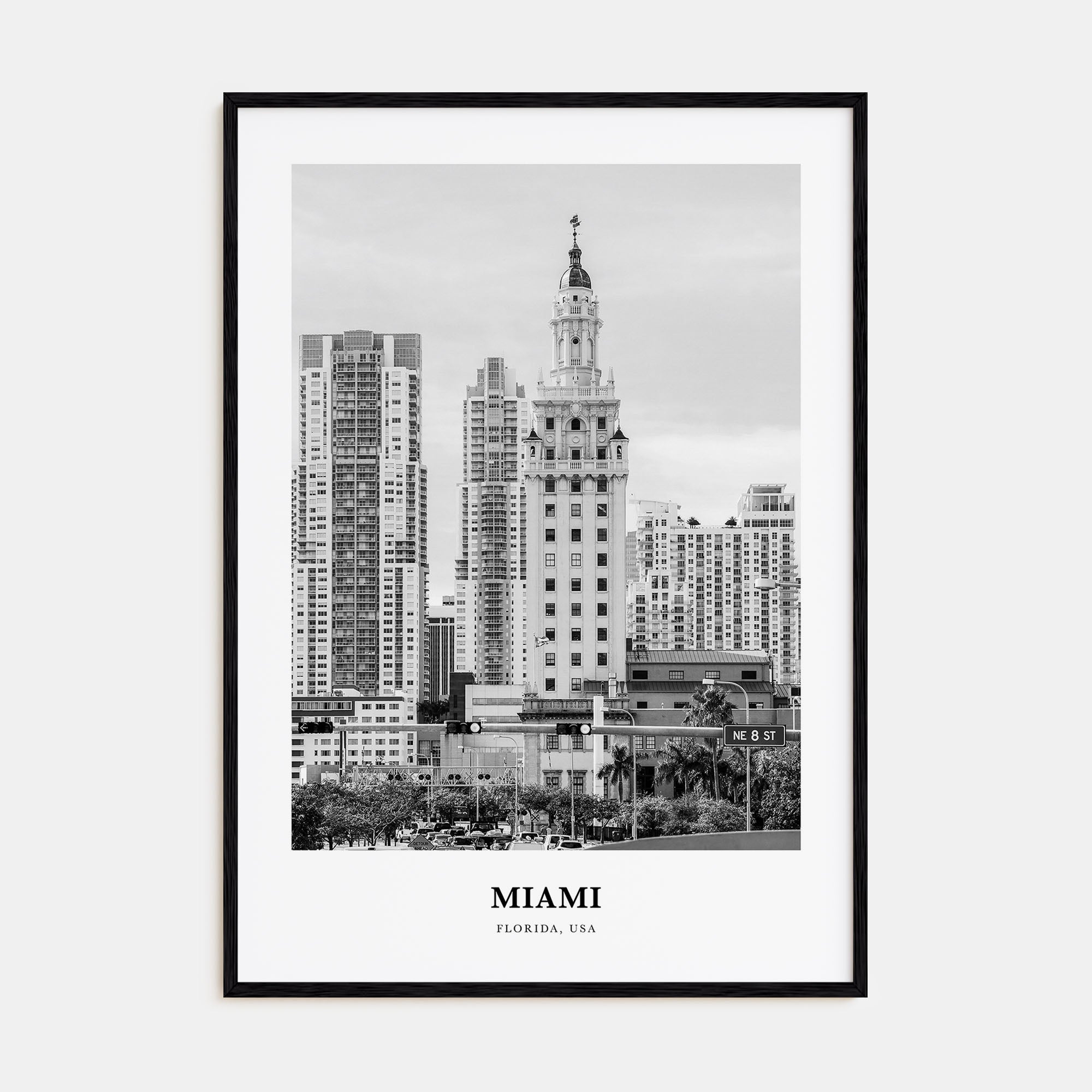 Miami Portrait B&W No 1 Poster