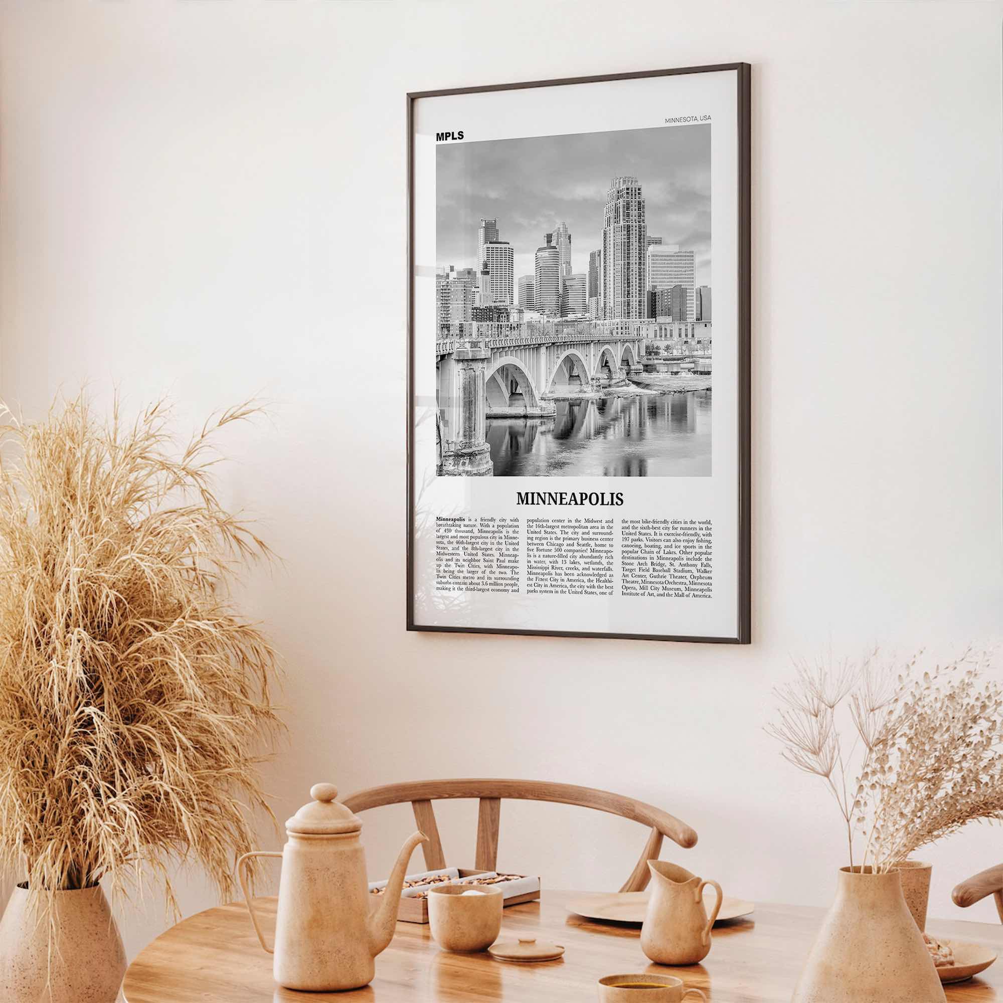 Minneapolis Print Black and White No 3, Minneapolis Wall Art, Minneapolis Poster, Twin Cities Hennepin Minnesota USA United States