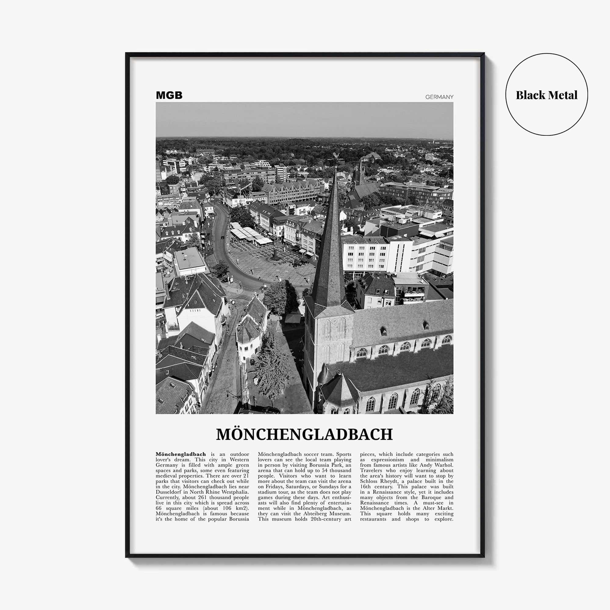 Monchengladbach Print Black and White, Mönchengladbach Wall Art, Mönchengladbach Poster, Mönchengladbach Photo, Décor, Mönchengladbach Map