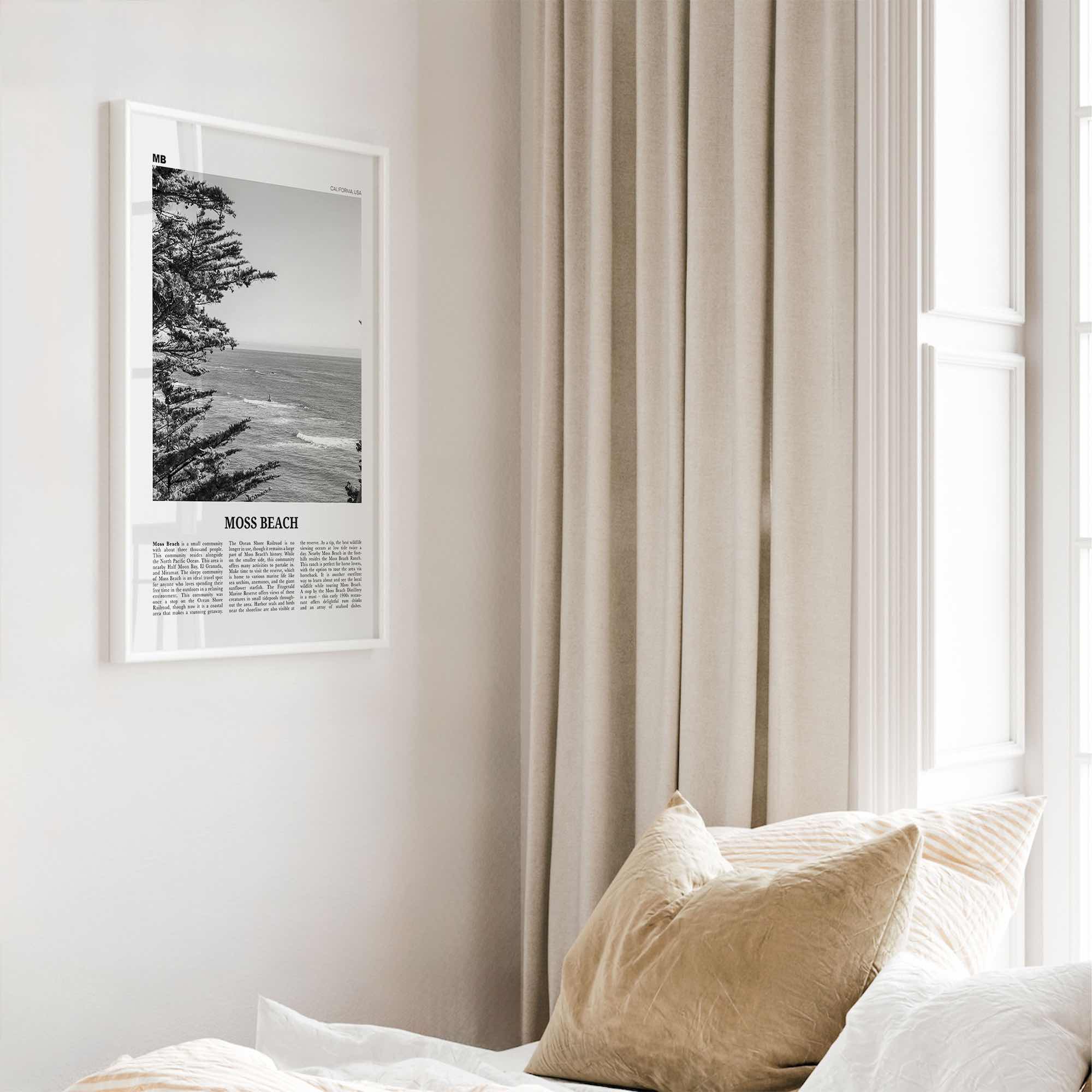 Moss Beach Print Black and White, Moss Beach Wall Art, Moss Beach Poster, Moss Beach Photo, Moss Beach Décor, Moss Beach Map, California USA