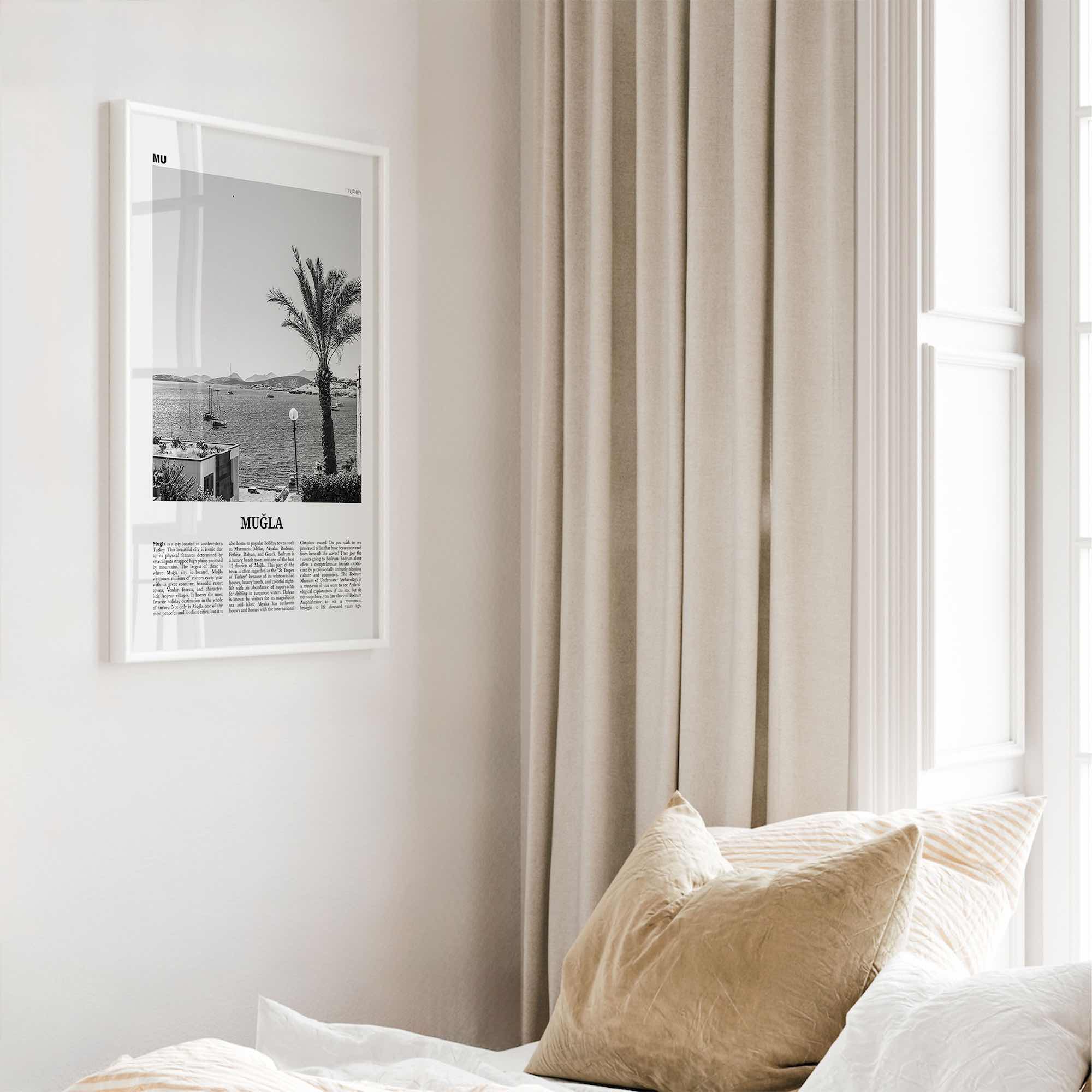 Mugla Print Black and White, Muğla Wall Art, Muğla Poster, Muğla Photo, Muğla Wall Décor, Aegean, Menteşe, Turkey