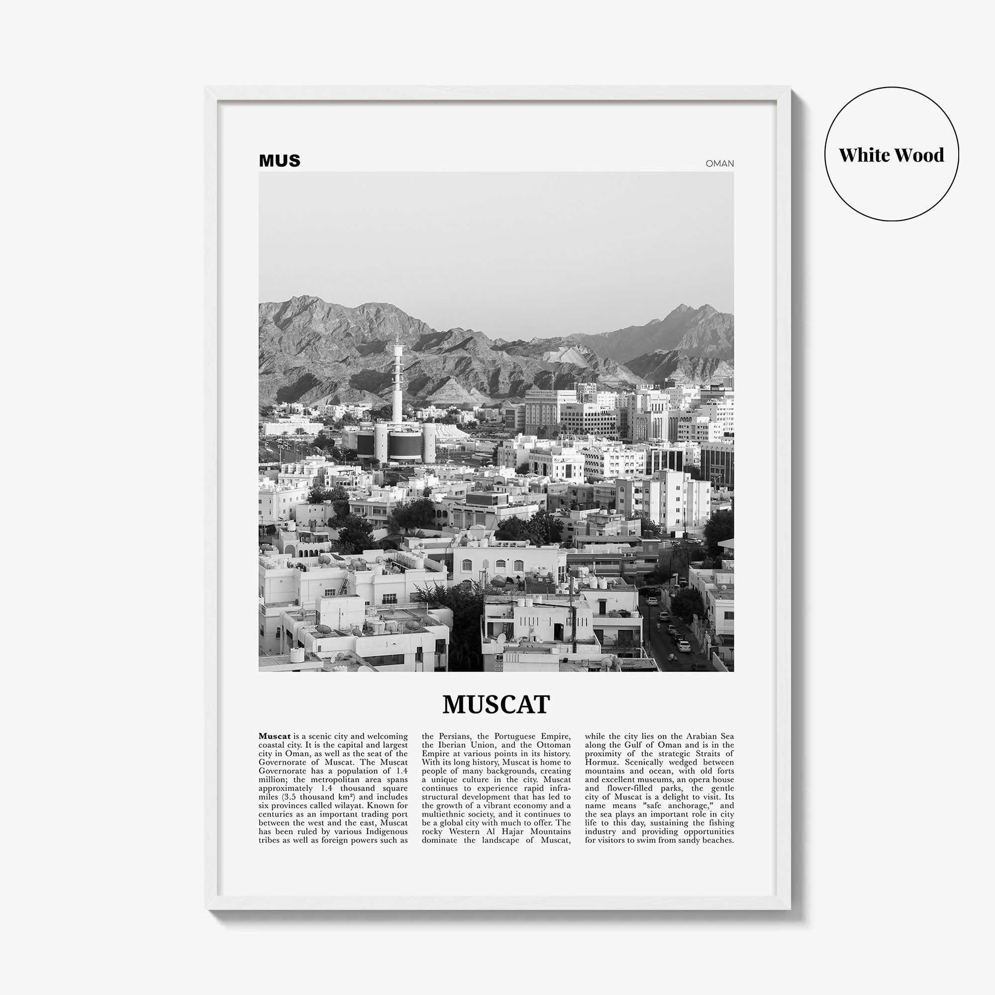 Muscat Print Black and White, Muscat Wall Art, Muscat Poster, Muscat Photo, Muscat Decor, Oman, Salṭanat ʻUmān, Arab, Persian, Middle East