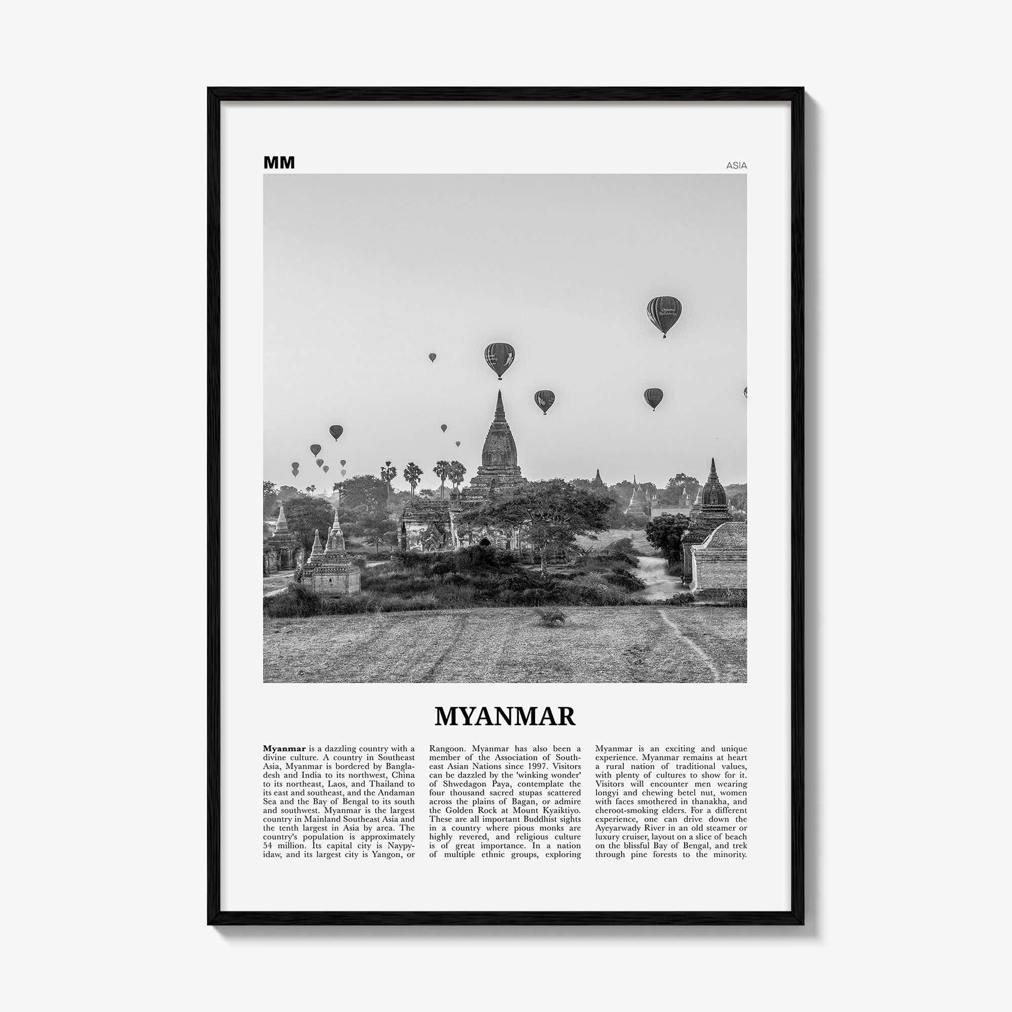 Myanmar Print Black and White, Myanmar Wall Art, Myanmar Poster, Myanmar Photo, Myanmar Decor, Burma, Nainngandaw, Yangon, Mandalay, Asia