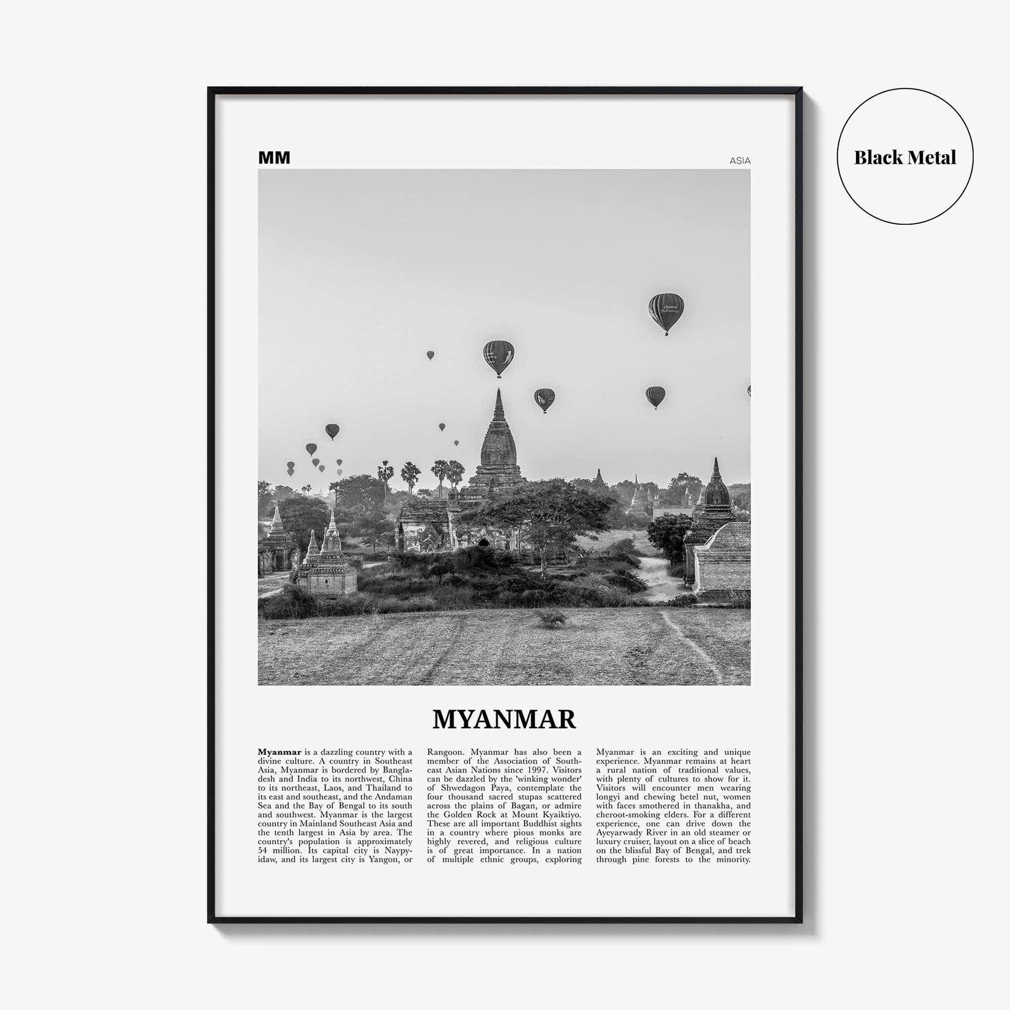 Myanmar Print Black and White, Myanmar Wall Art, Myanmar Poster, Myanmar Photo, Myanmar Decor, Burma, Nainngandaw, Yangon, Mandalay, Asia