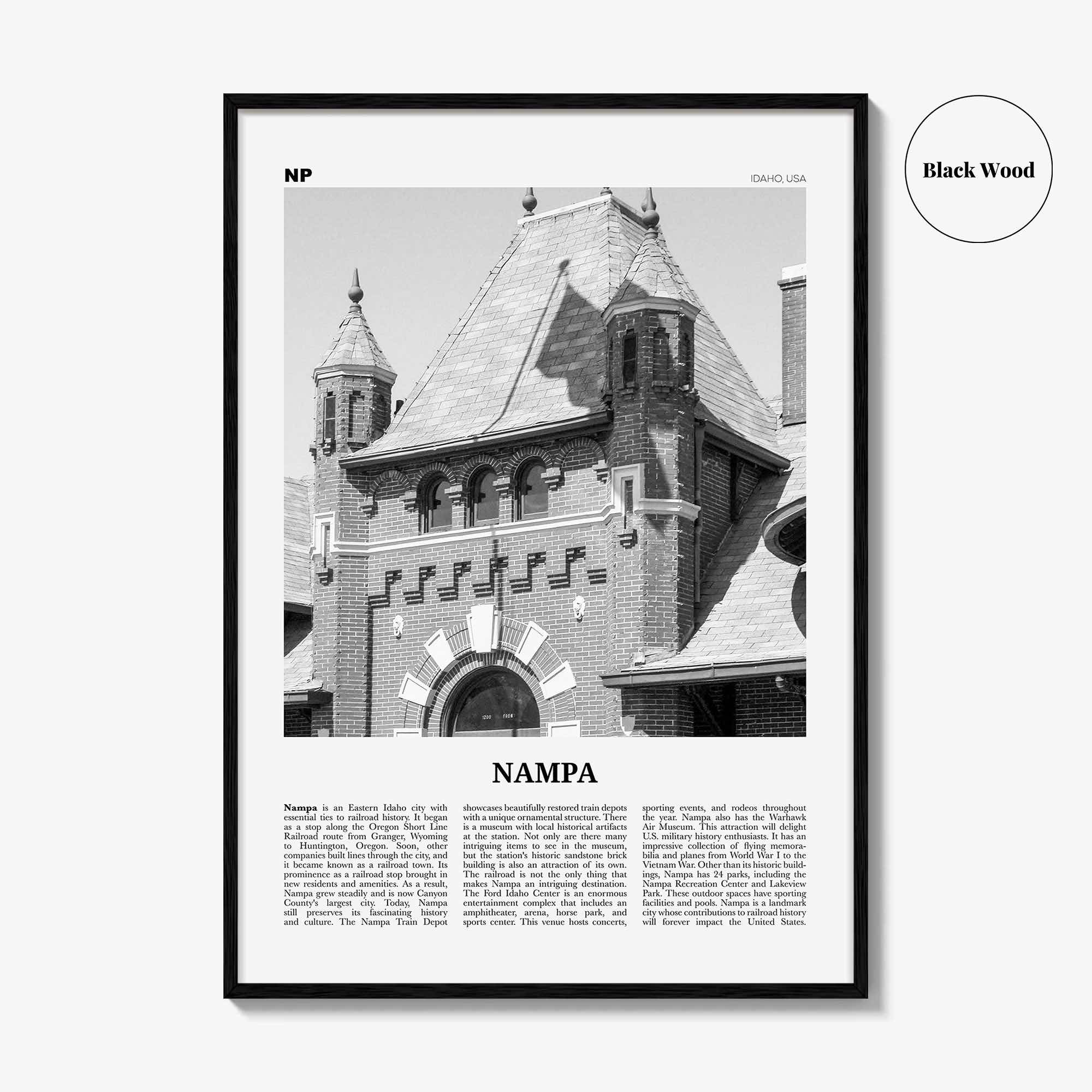Nampa Print Black and White, Nampa Wall Art, Nampa Poster, Nampa Photo, Nampa Wall Décor, Nampa Map, Idaho, USA