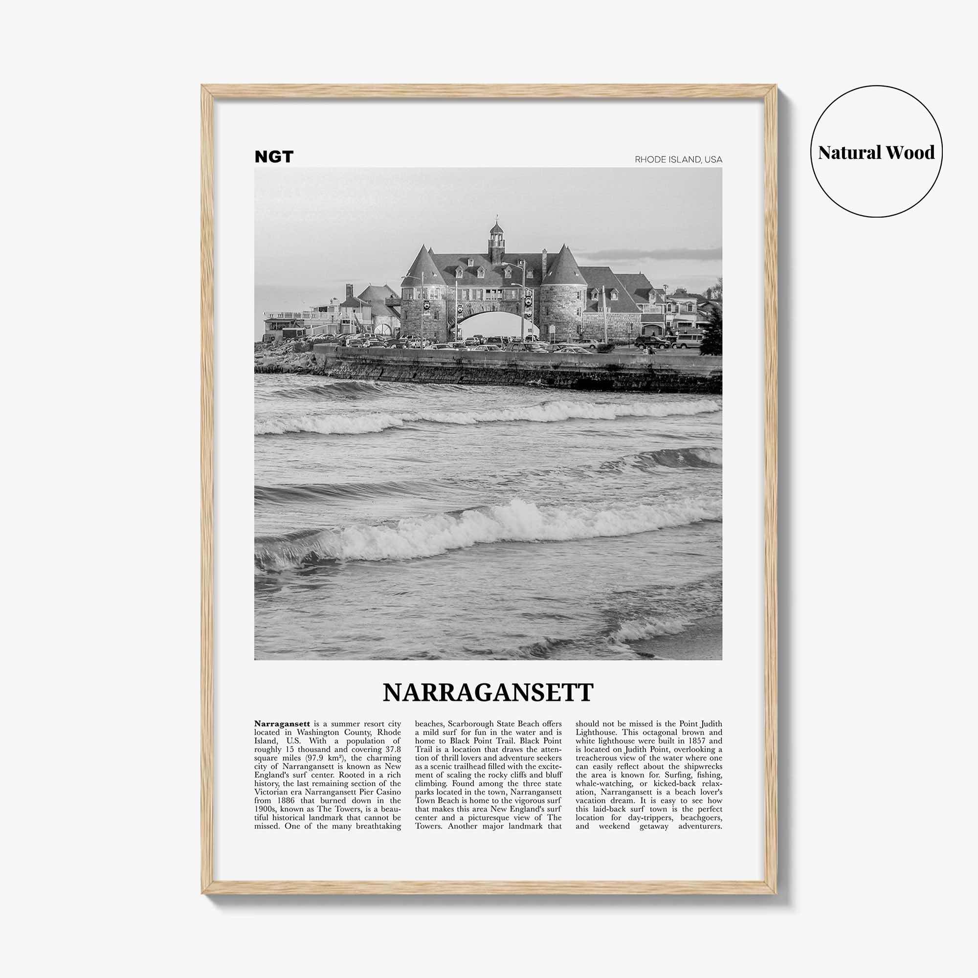 Narragansett Print Black and White No 2, Narragansett Wall Art, Narragansett Poster, Narragansett Photo, Narragansett Décor, Rhode Island