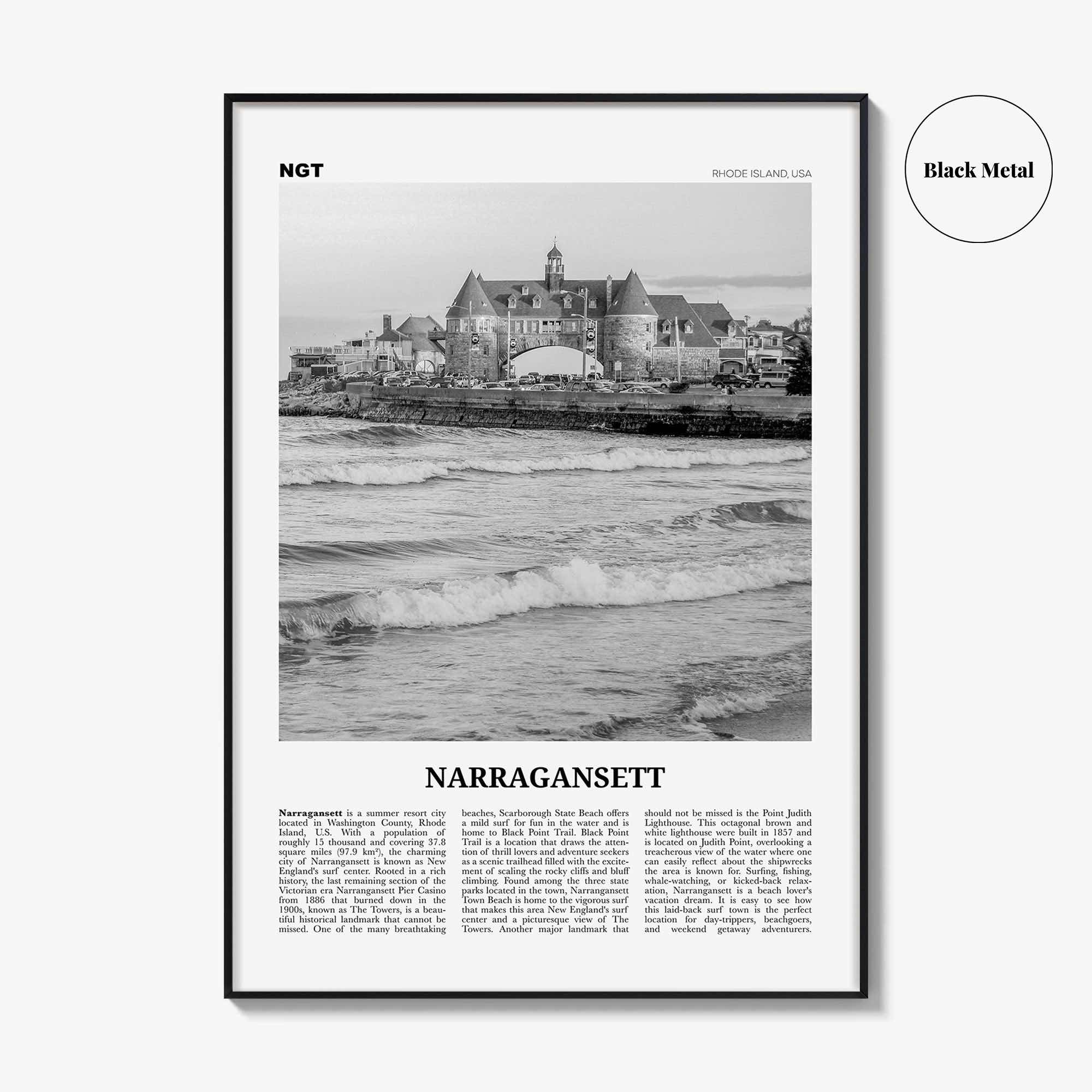 Narragansett Print Black and White No 2, Narragansett Wall Art, Narragansett Poster, Narragansett Photo, Narragansett Décor, Rhode Island