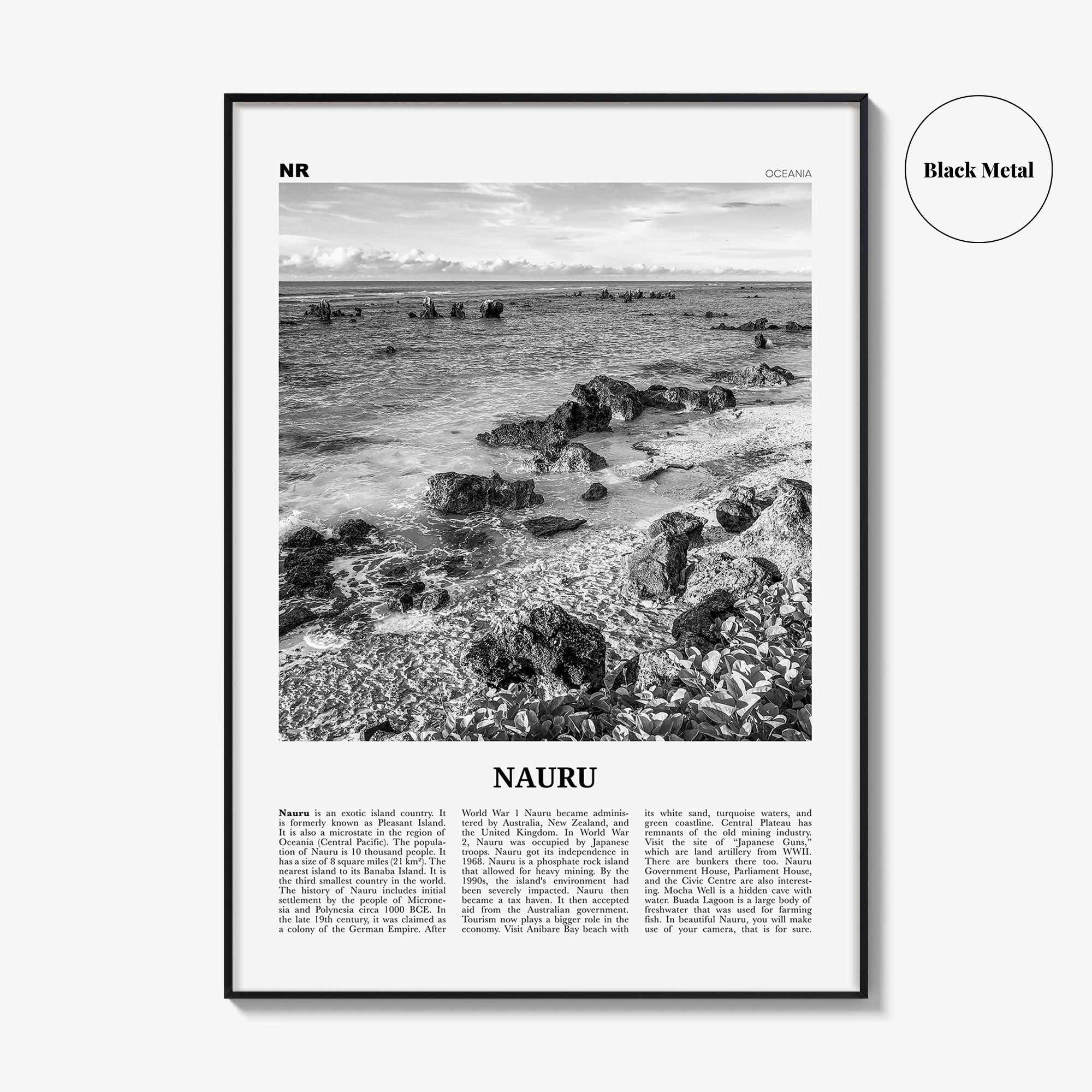 Nauru Print Black and White, Nauru Wall Art, Nauru Poster, Nauru Photo, Nauru Wall Décor, Oceania