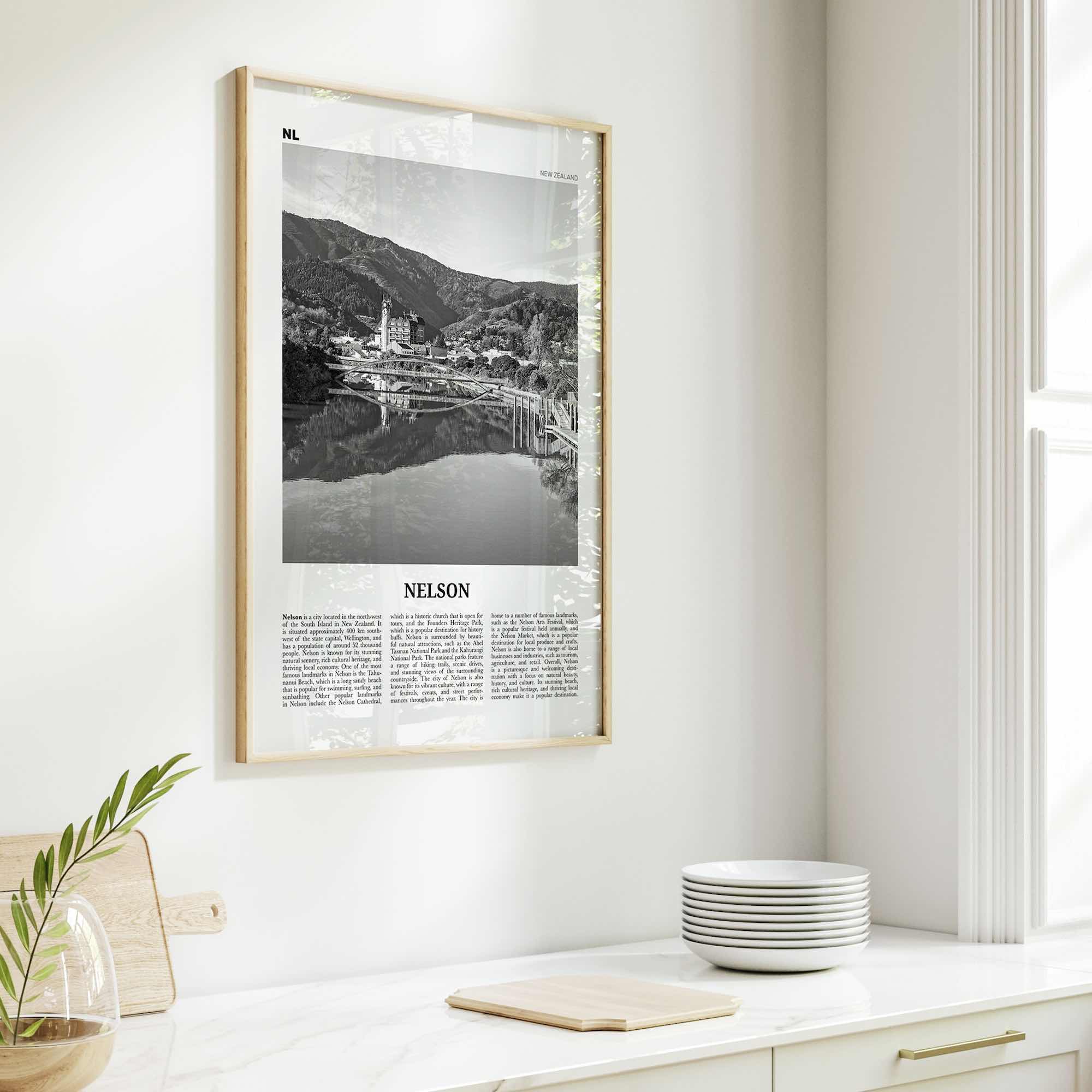 Nelson Print Black and White, Nelson Wall Art, Nelson Poster, Nelson Photo, Nelson Wall Décor, Nelson Map, New Zealand