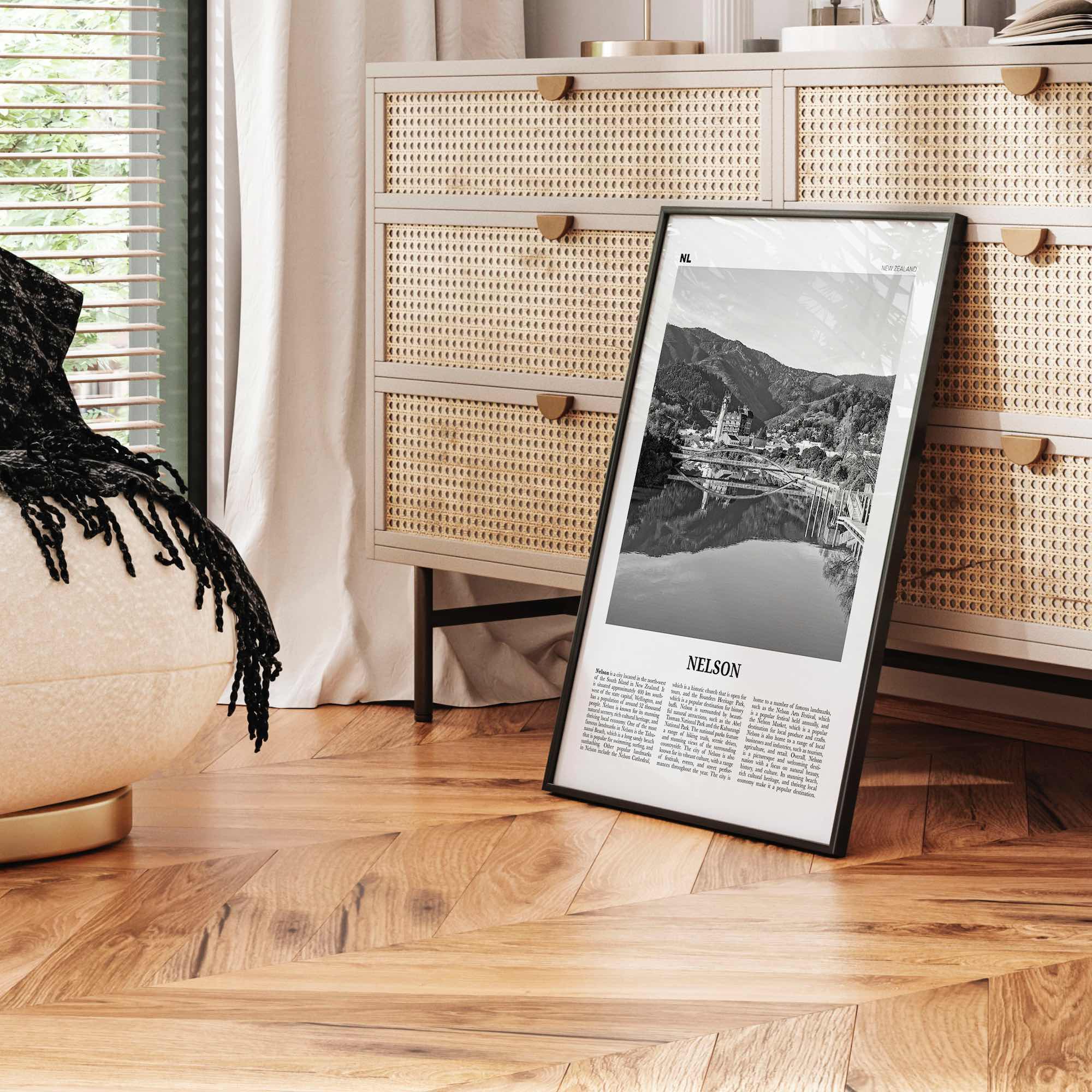 Nelson Print Black and White, Nelson Wall Art, Nelson Poster, Nelson Photo, Nelson Wall Décor, Nelson Map, New Zealand