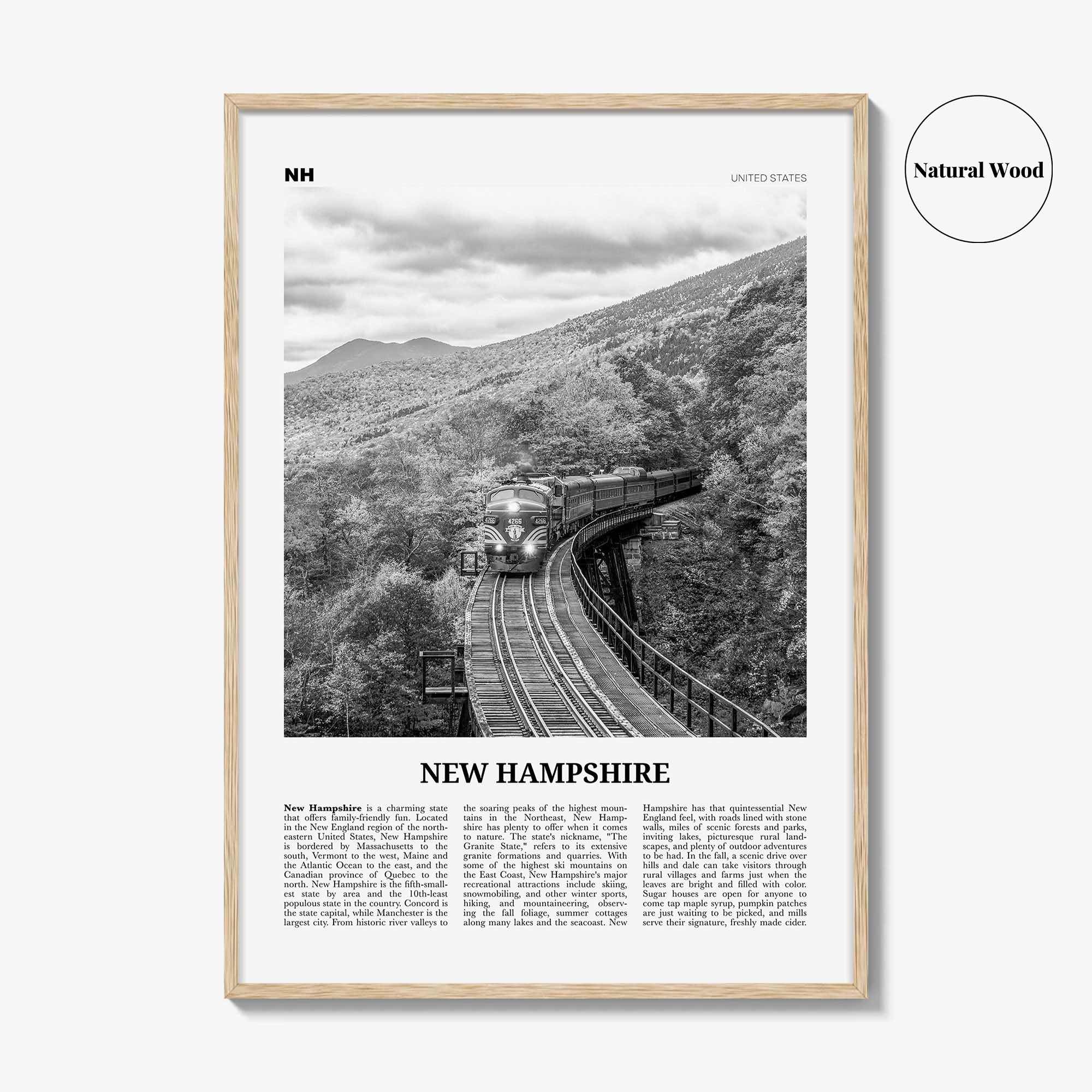 New Hampshire Print Black and White No 3, New Hampshire Wall Art, New Hampshire Poster, New Hampshire Photo, USA, United States