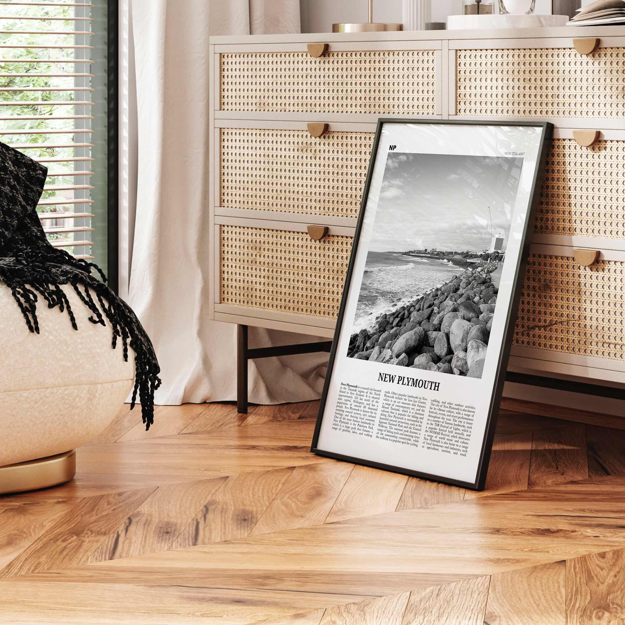 New Plymouth Print Black and White, New Plymouth Wall Art, New Plymouth Poster, New Plymouth Photo, New Plymouth Décor, New Plymouth Map