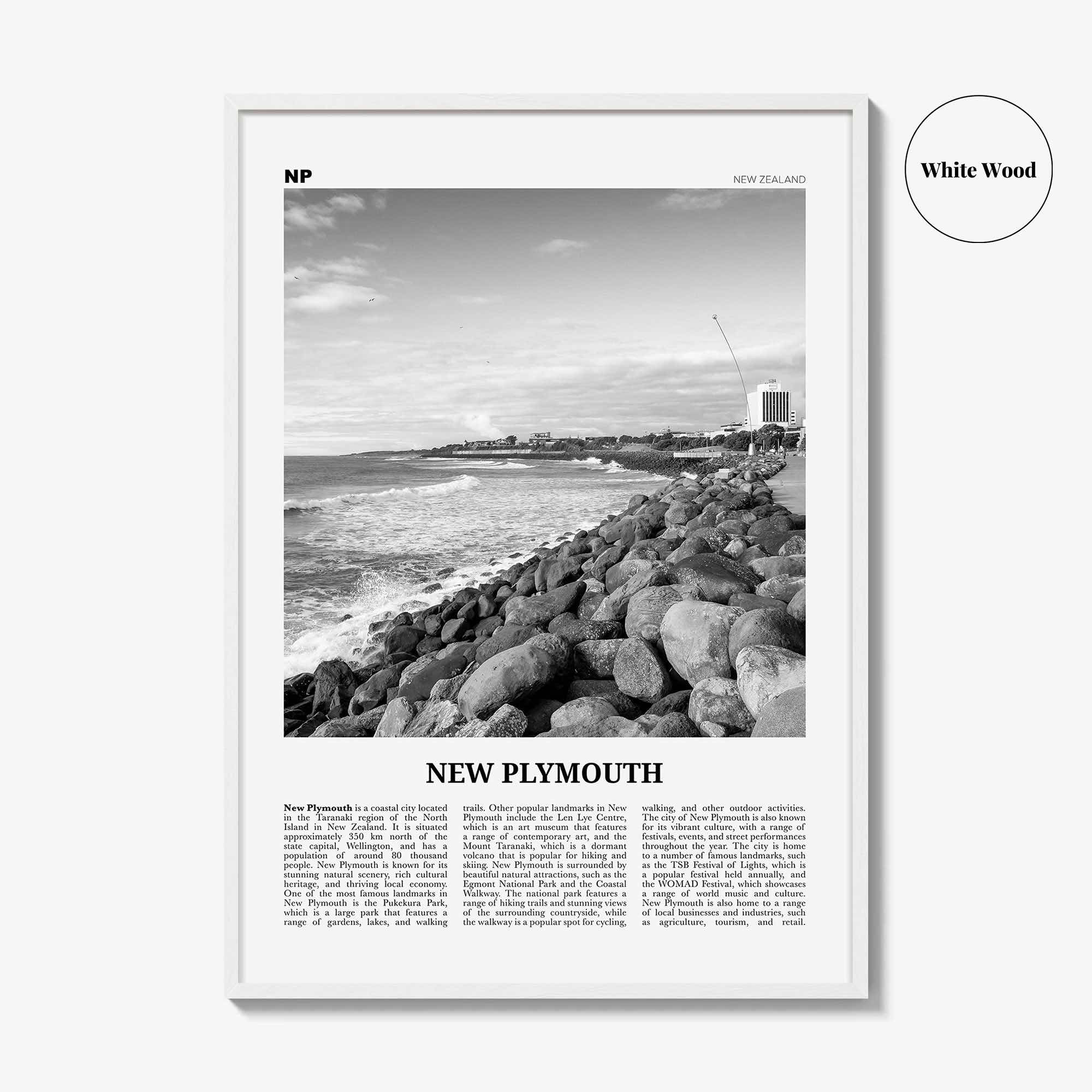 New Plymouth Print Black and White, New Plymouth Wall Art, New Plymouth Poster, New Plymouth Photo, New Plymouth Décor, New Plymouth Map