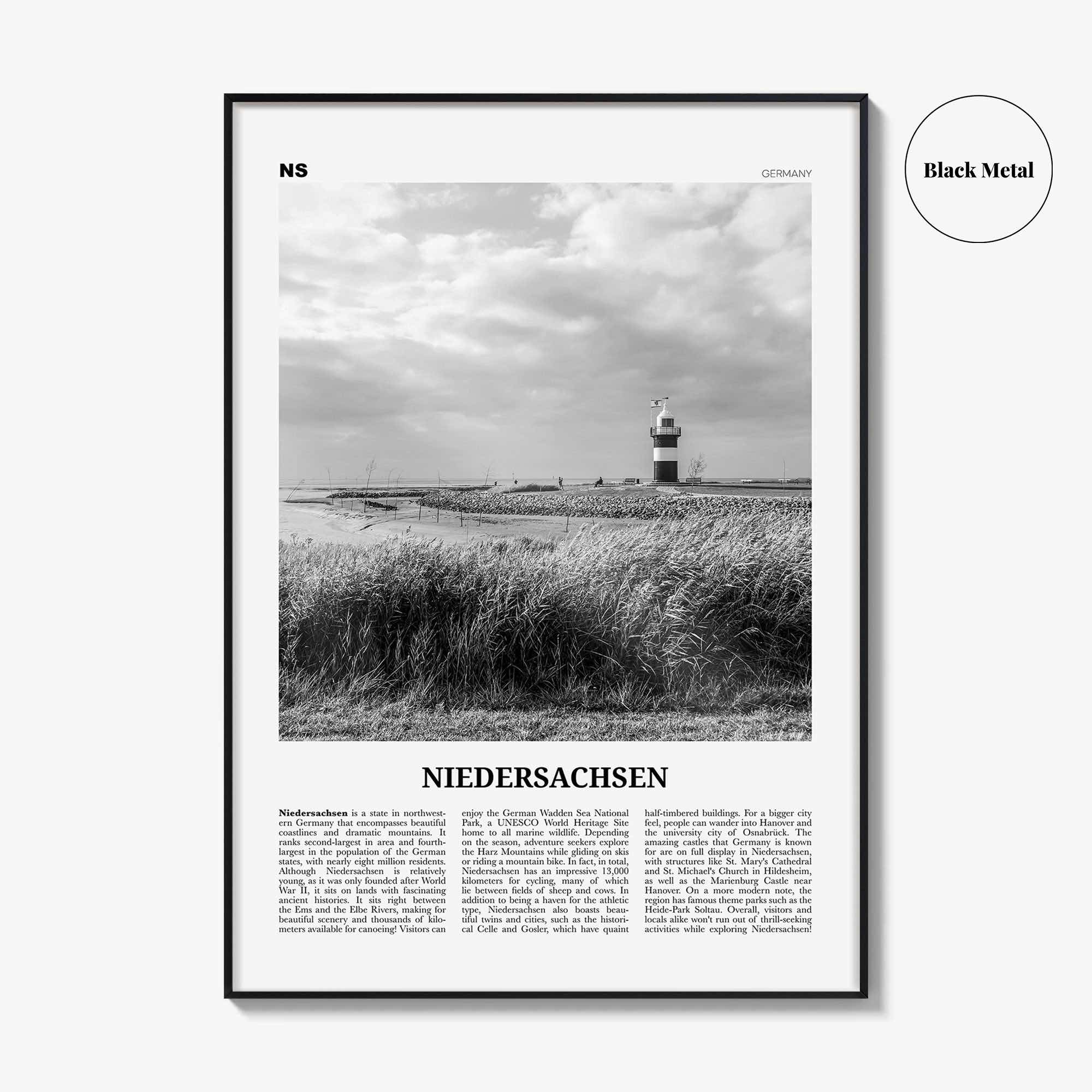 Niedersachsen Print Black and White, Niedersachsen Wall Art, Niedersachsen Poster, Niedersachsen Photo, Niedersachsen Map, Germany