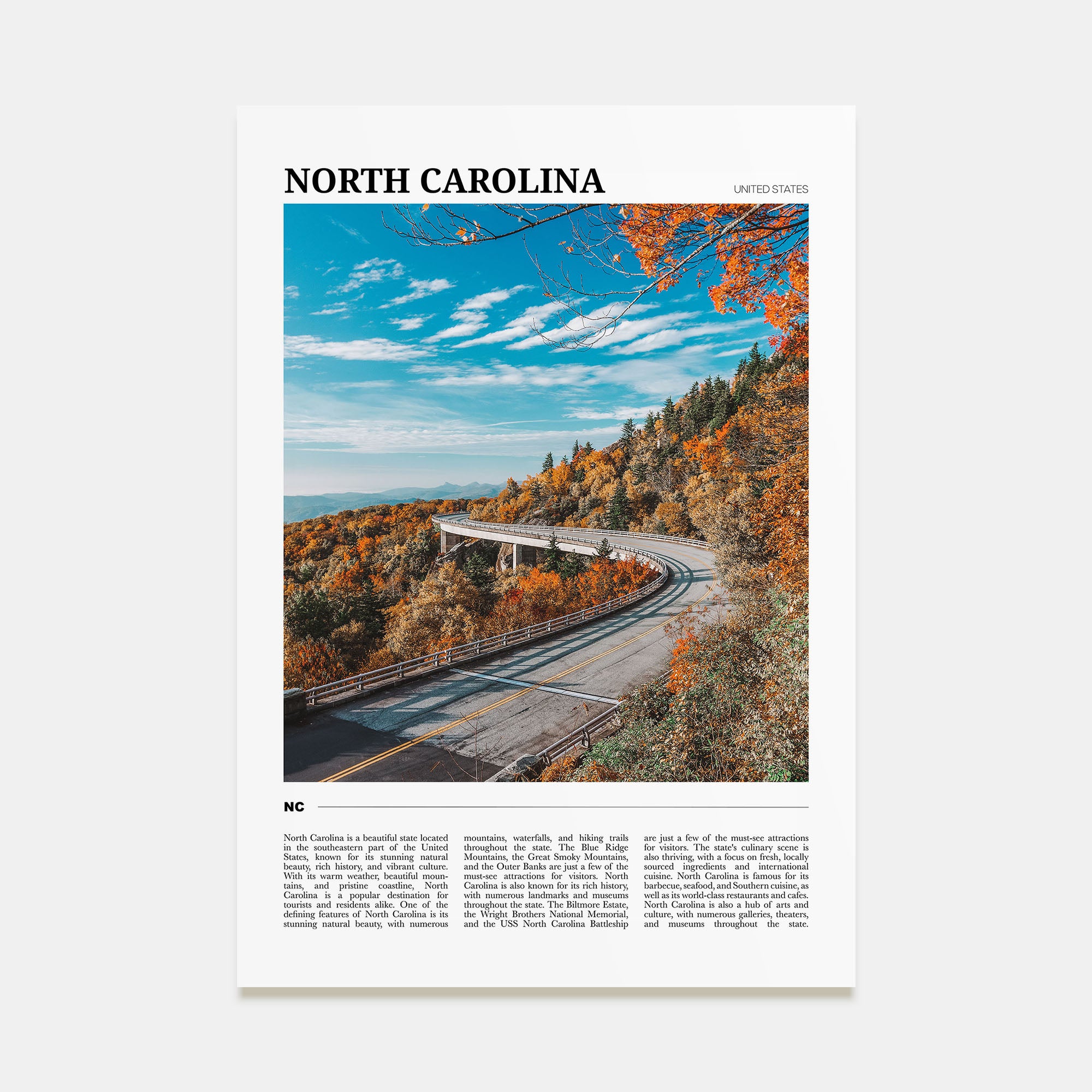 North Carolina Travel Color No 1 Poster