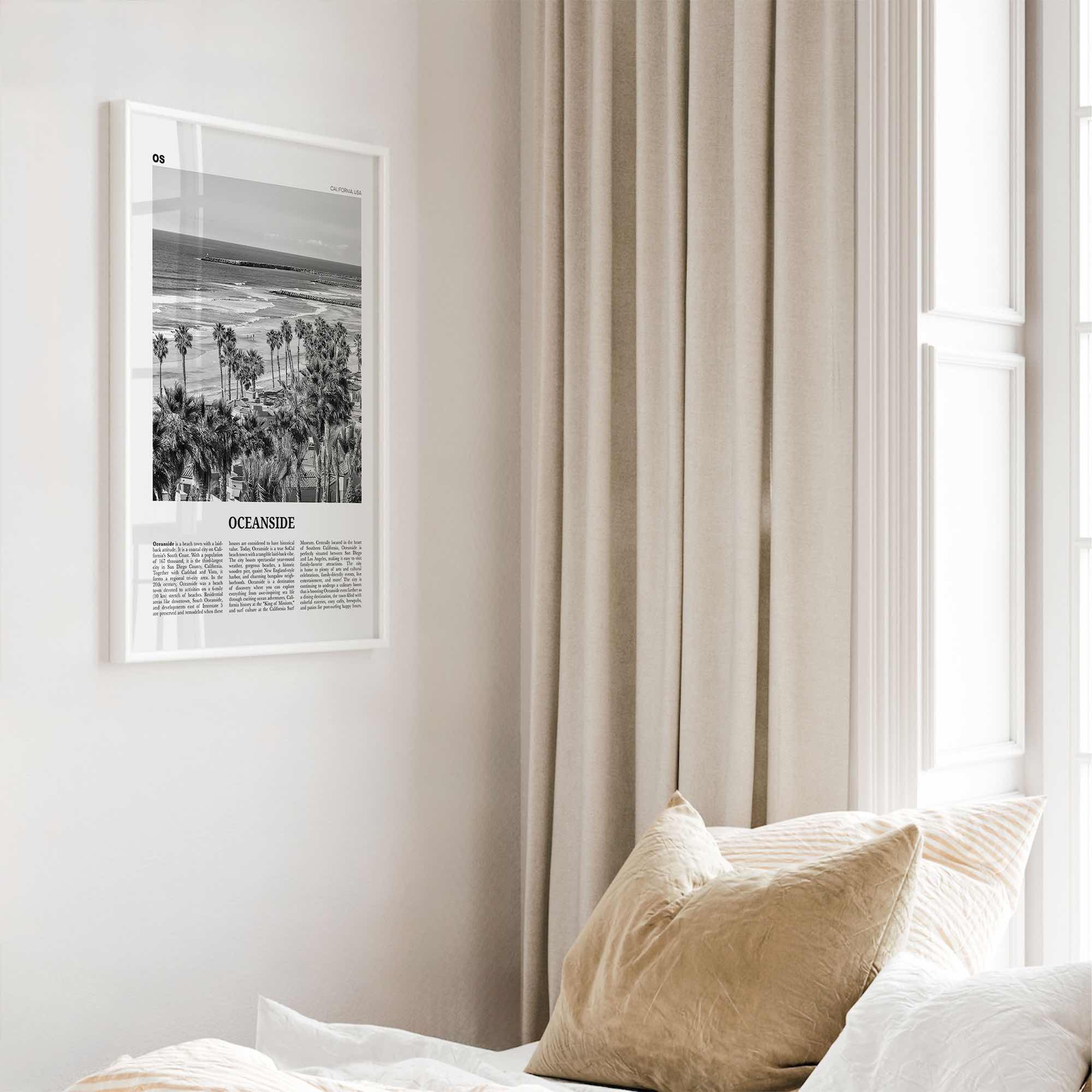 Oceanside Print Black and White No 1, Oceanside Wall Art, Oceanside Poster, Oceanside Photo, California, USA, United States, North America