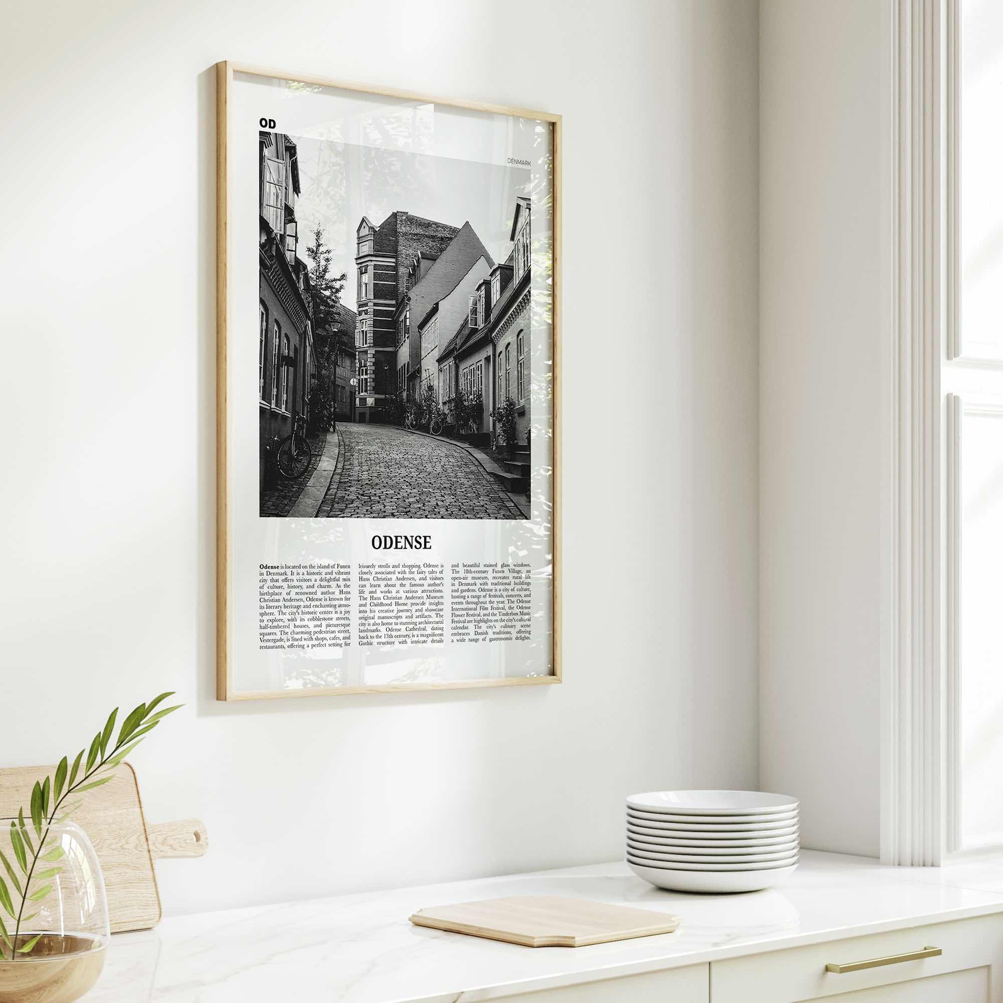 Odense Print Black and White, Odense Wall Art, Odense Poster, Odense Photo, Odense Wall Décor, Odense Map, Denmark