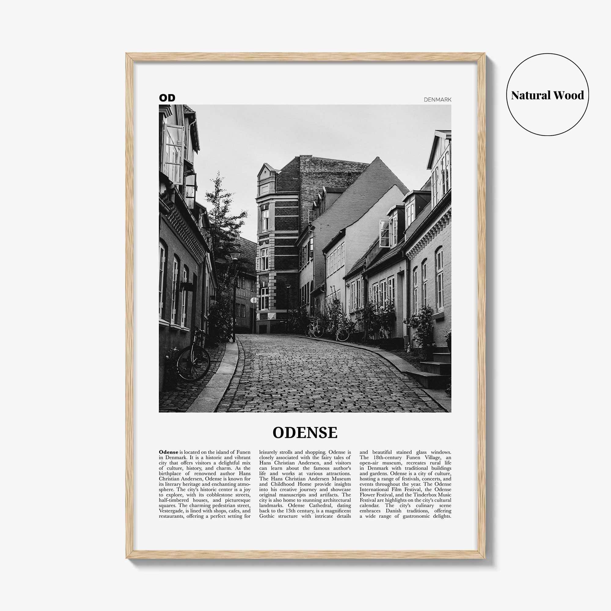 Odense Print Black and White, Odense Wall Art, Odense Poster, Odense Photo, Odense Wall Décor, Odense Map, Denmark