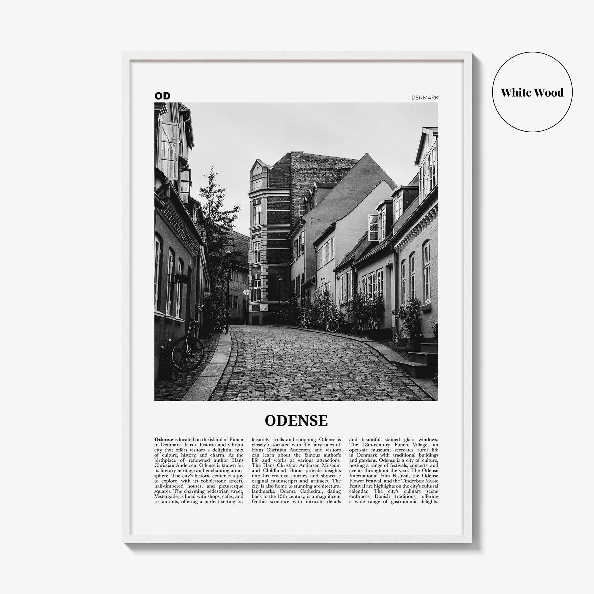 Odense Print Black and White, Odense Wall Art, Odense Poster, Odense Photo, Odense Wall Décor, Odense Map, Denmark