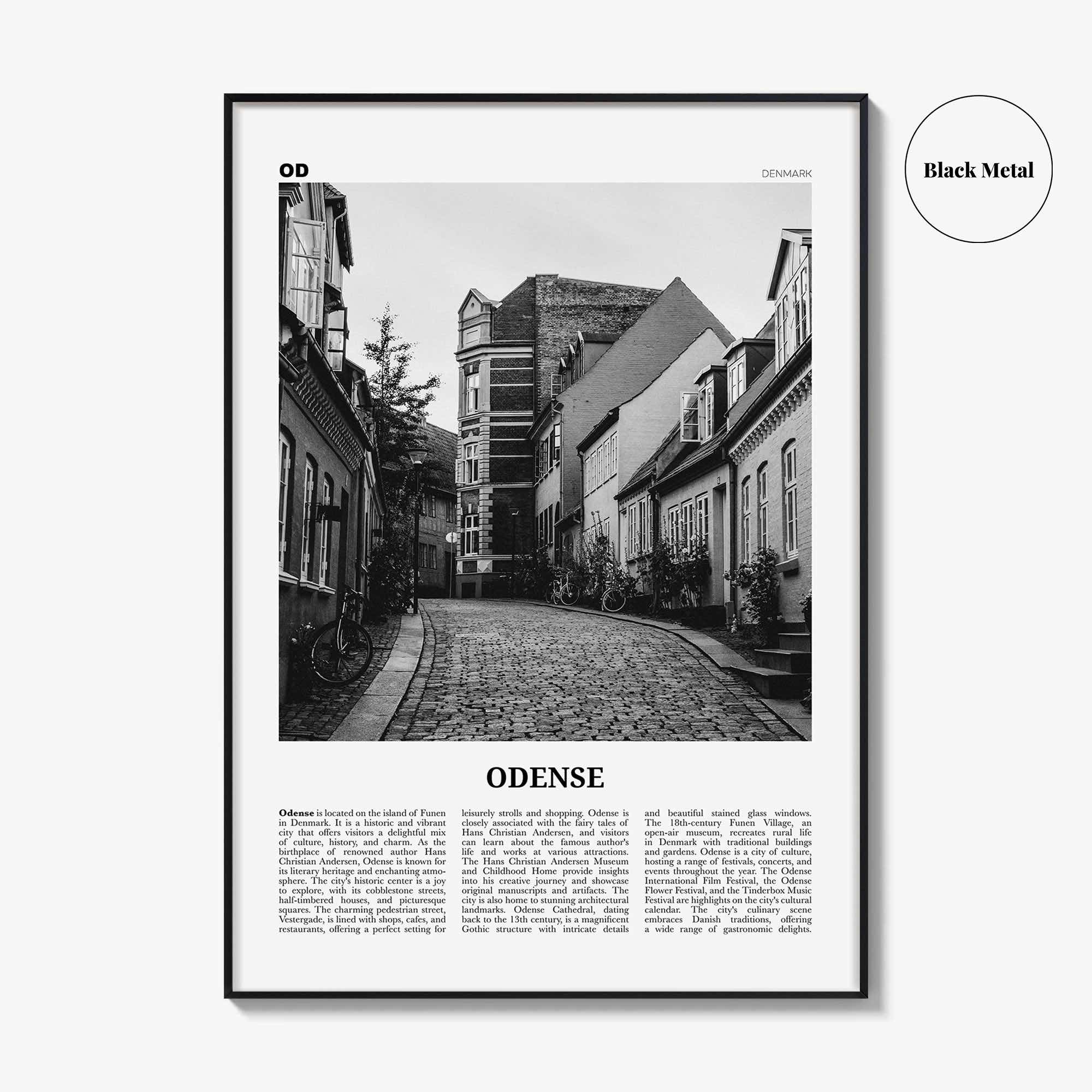 Odense Print Black and White, Odense Wall Art, Odense Poster, Odense Photo, Odense Wall Décor, Odense Map, Denmark