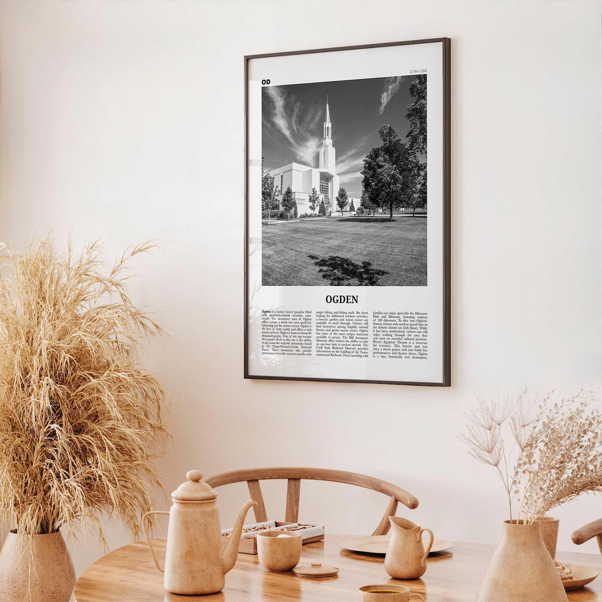 Ogden Print Black and White, Ogden Wall Art, Ogden Poster, Ogden Photo, Ogden Wall Décor, Ogden Map, Utah, USA