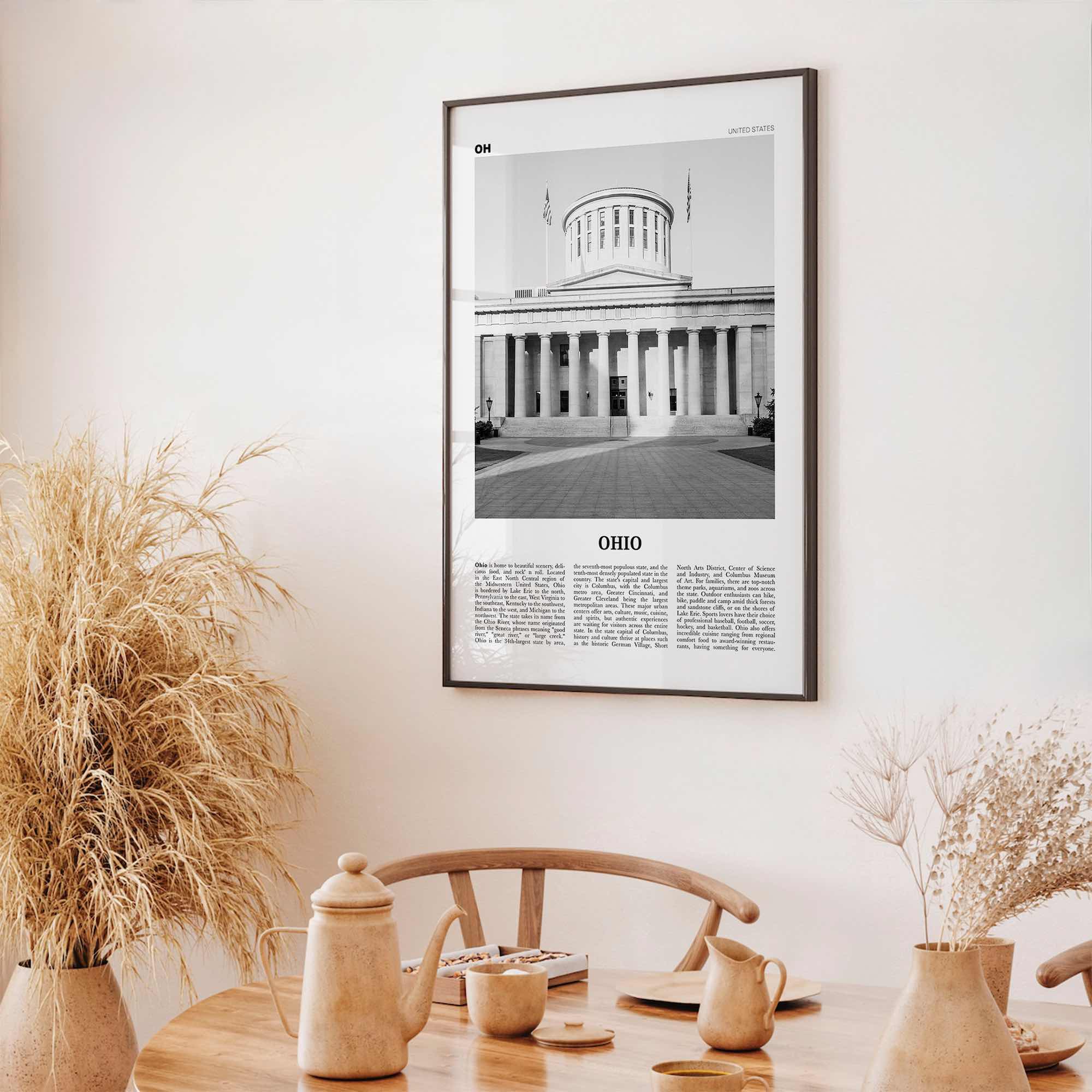 Ohio Print Black and White No 2, Ohio Wall Art, Ohio Poster, Ohio Photo, Ohio Wall Decor, USA, United States, North America