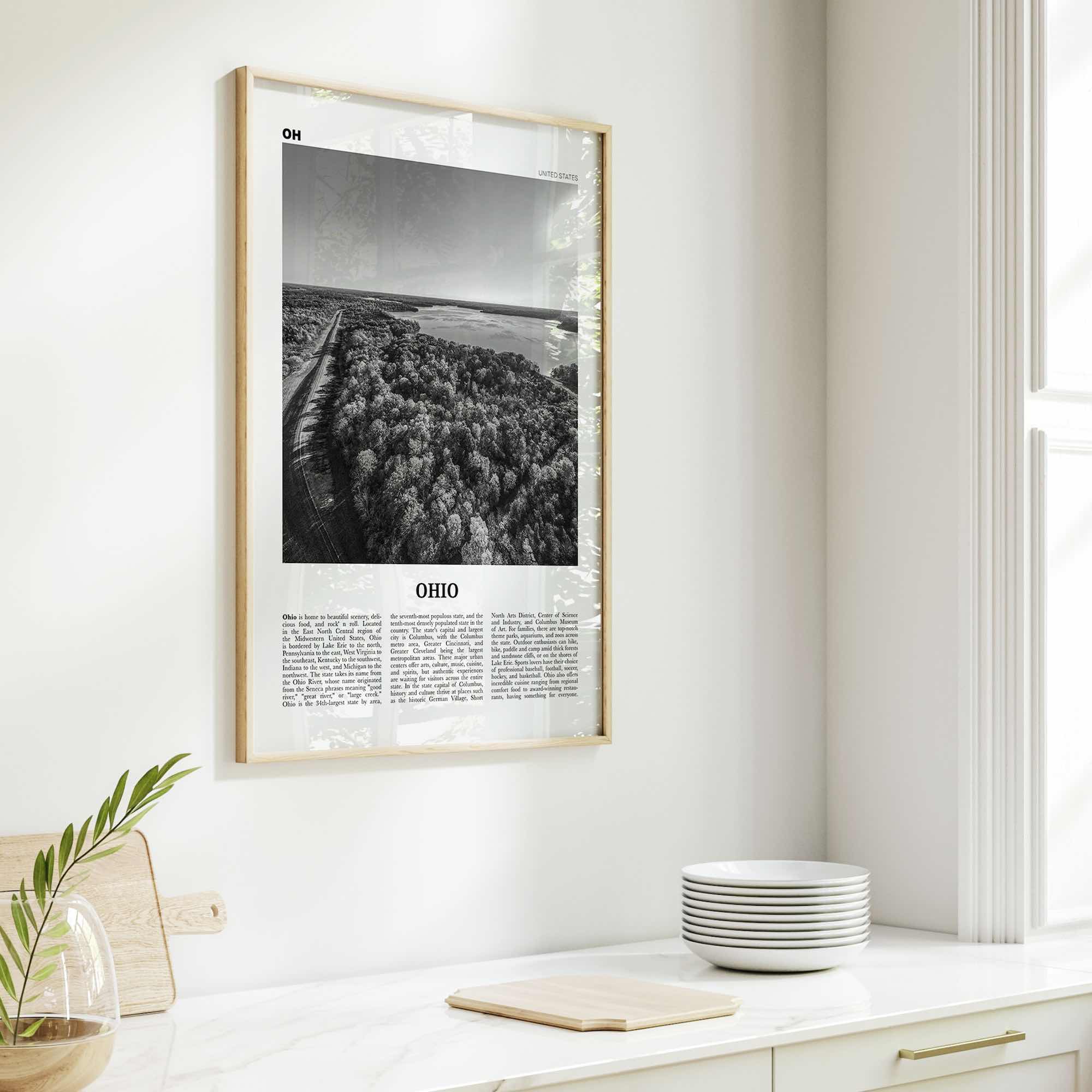 Ohio Print Black and White No 3, Ohio Wall Art, Ohio Poster, Ohio Photo, Ohio Wall Décor, Ohio Map, United States