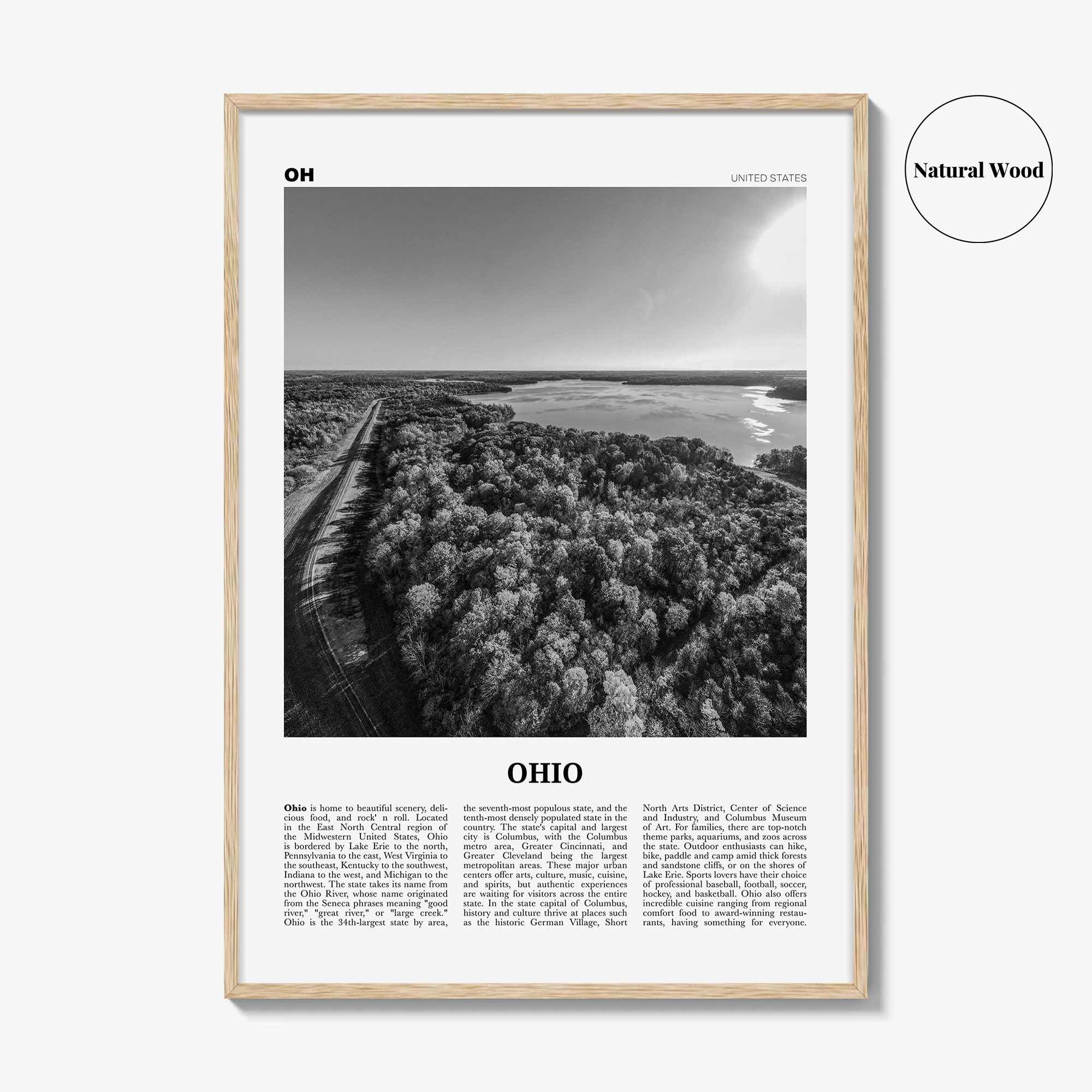 Ohio Print Black and White No 3, Ohio Wall Art, Ohio Poster, Ohio Photo, Ohio Wall Décor, Ohio Map, United States