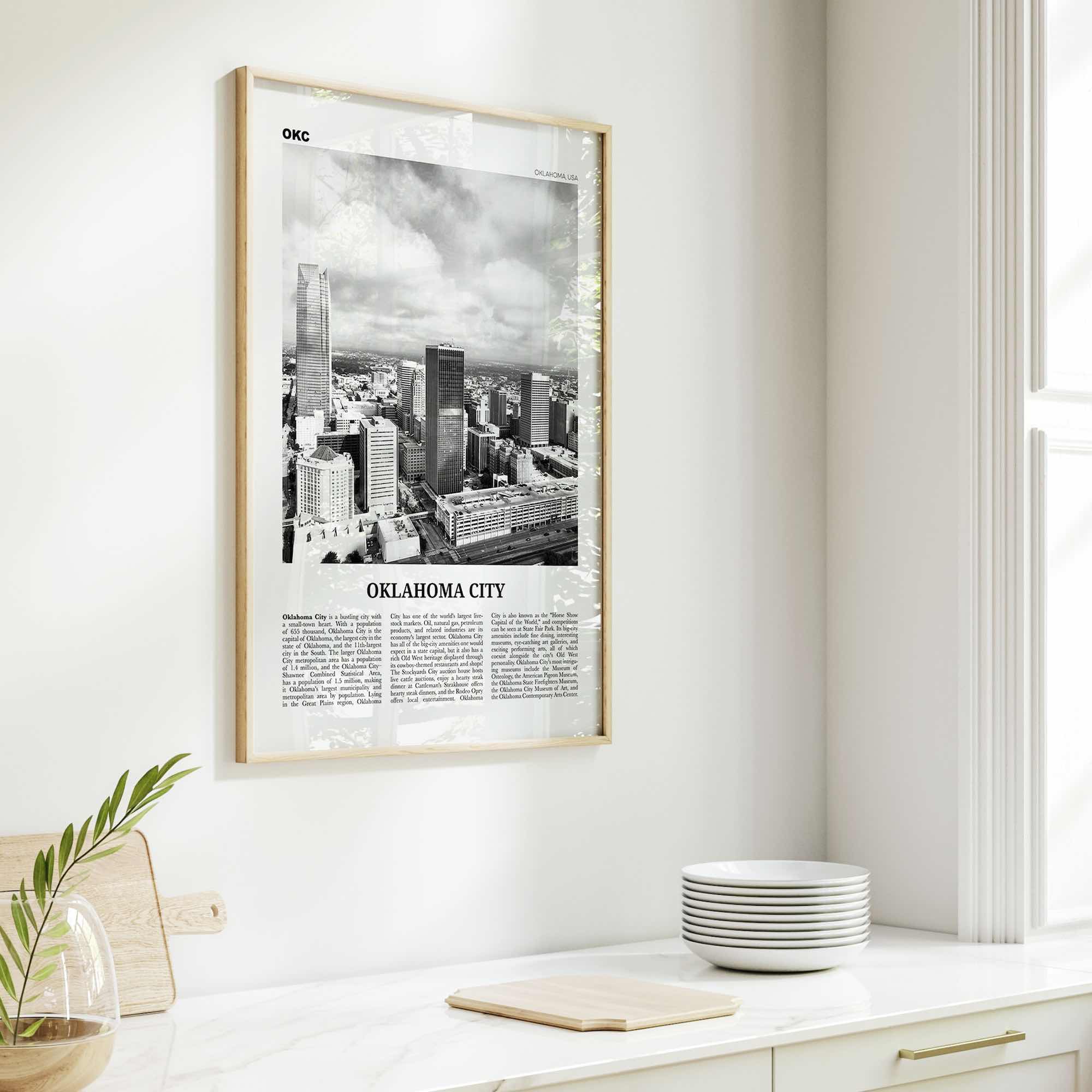 Oklahoma City Print Black and White No 2, Oklahoma City Wall Art, Oklahoma City Poster, Oklahoma City Photo, USA, United States, America