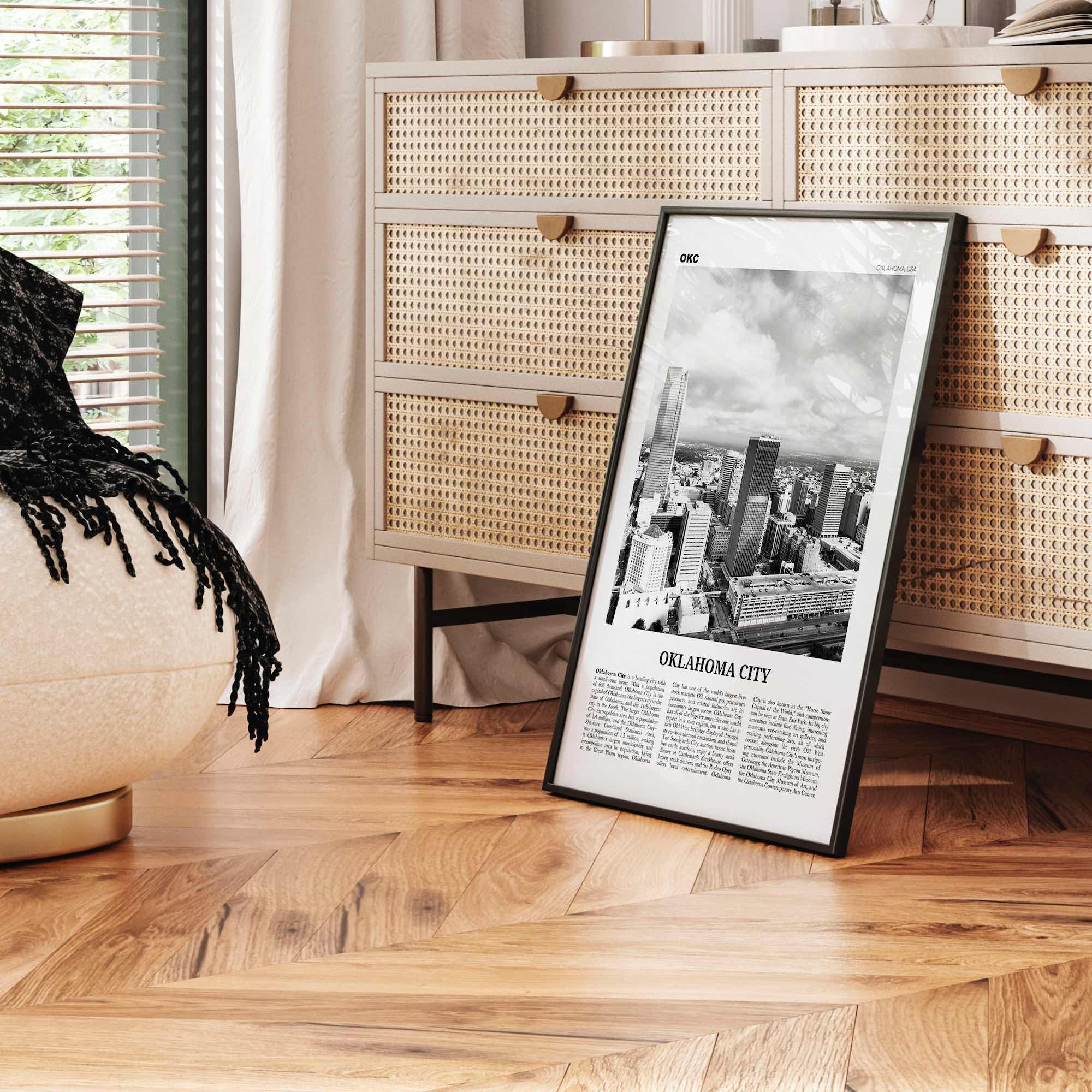 Oklahoma City Print Black and White No 2, Oklahoma City Wall Art, Oklahoma City Poster, Oklahoma City Photo, USA, United States, America