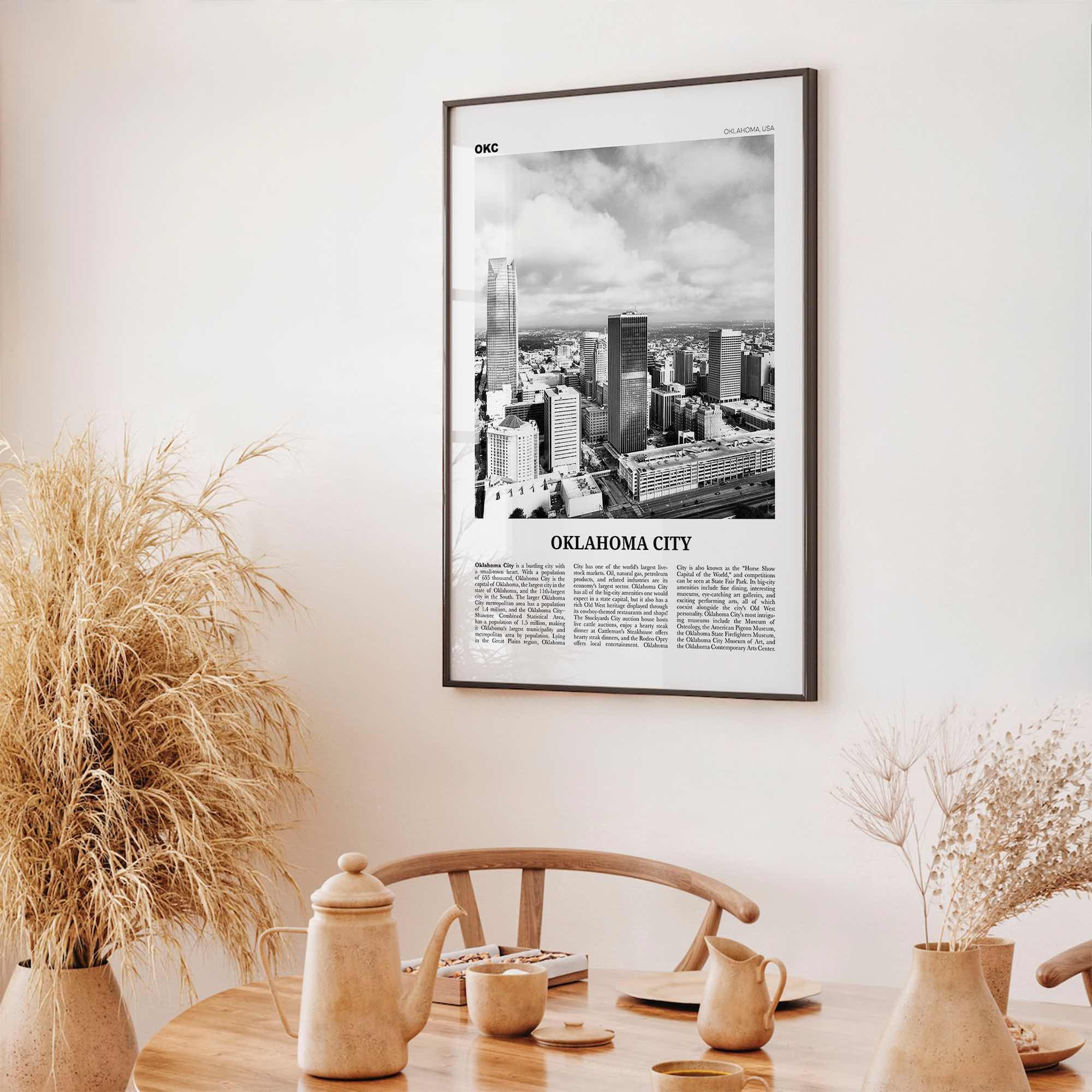 Oklahoma City Print Black and White No 2, Oklahoma City Wall Art, Oklahoma City Poster, Oklahoma City Photo, USA, United States, America