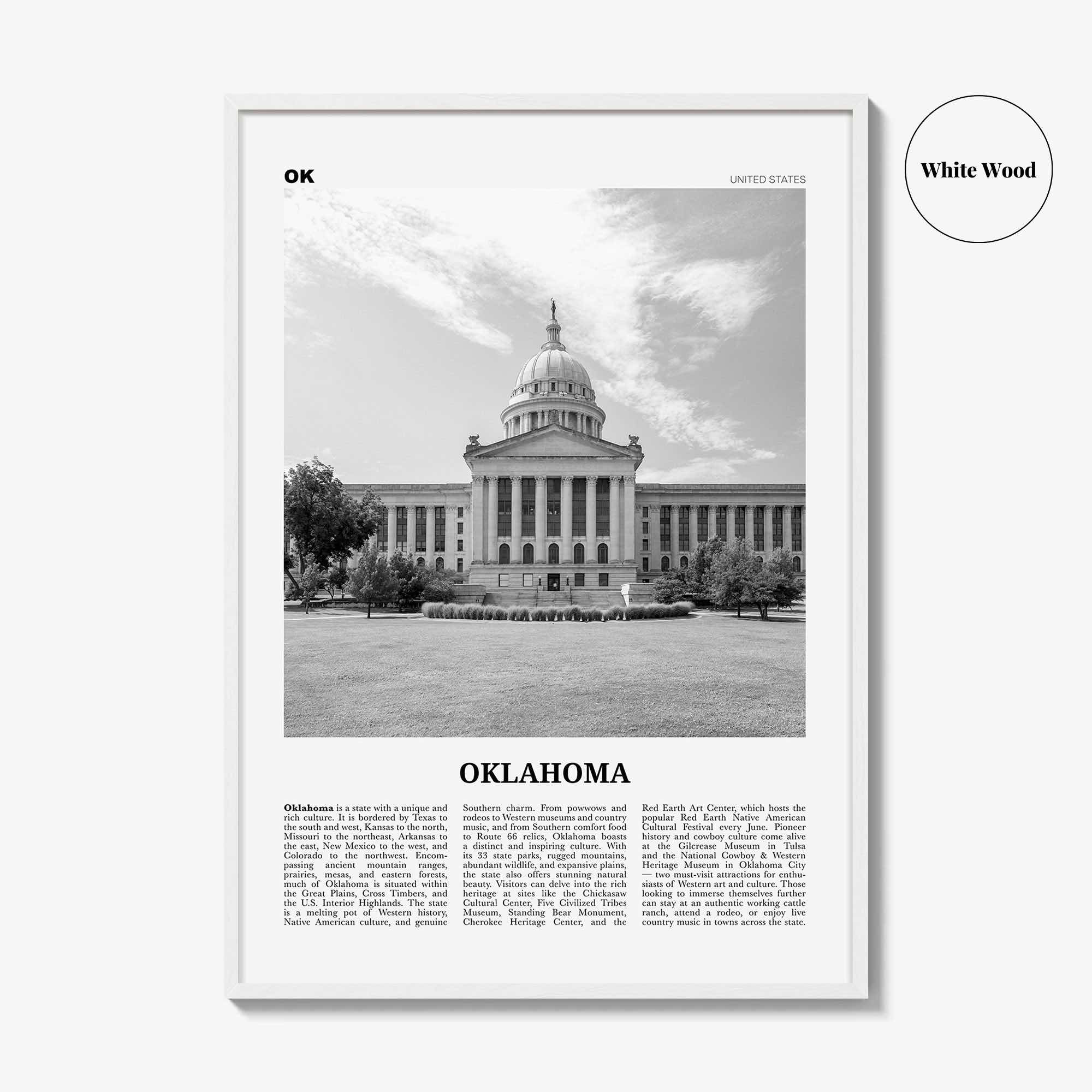 Oklahoma Print Black and White No 4, Oklahoma Wall Art, Oklahoma Poster, Oklahoma Photo, Oklahoma Wall Decor, USA, United States, America