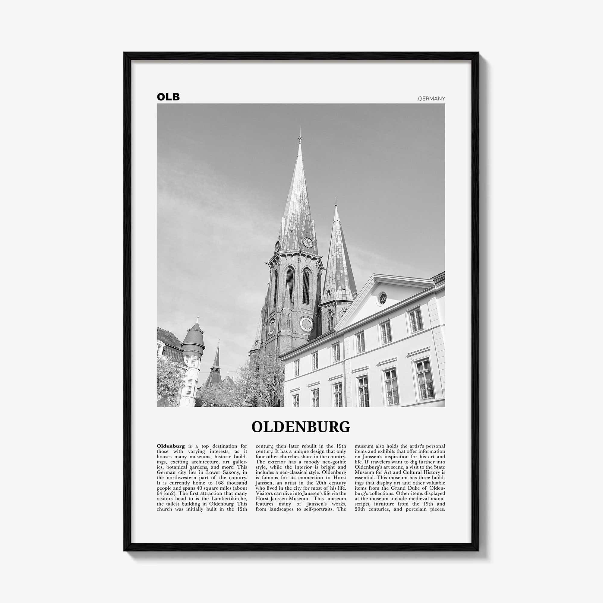 Oldenburg Print Black and White, Oldenburg Wall Art, Oldenburg Poster, Oldenburg Photo, Oldenburg Wall Décor, Oldenburg Map, Germany