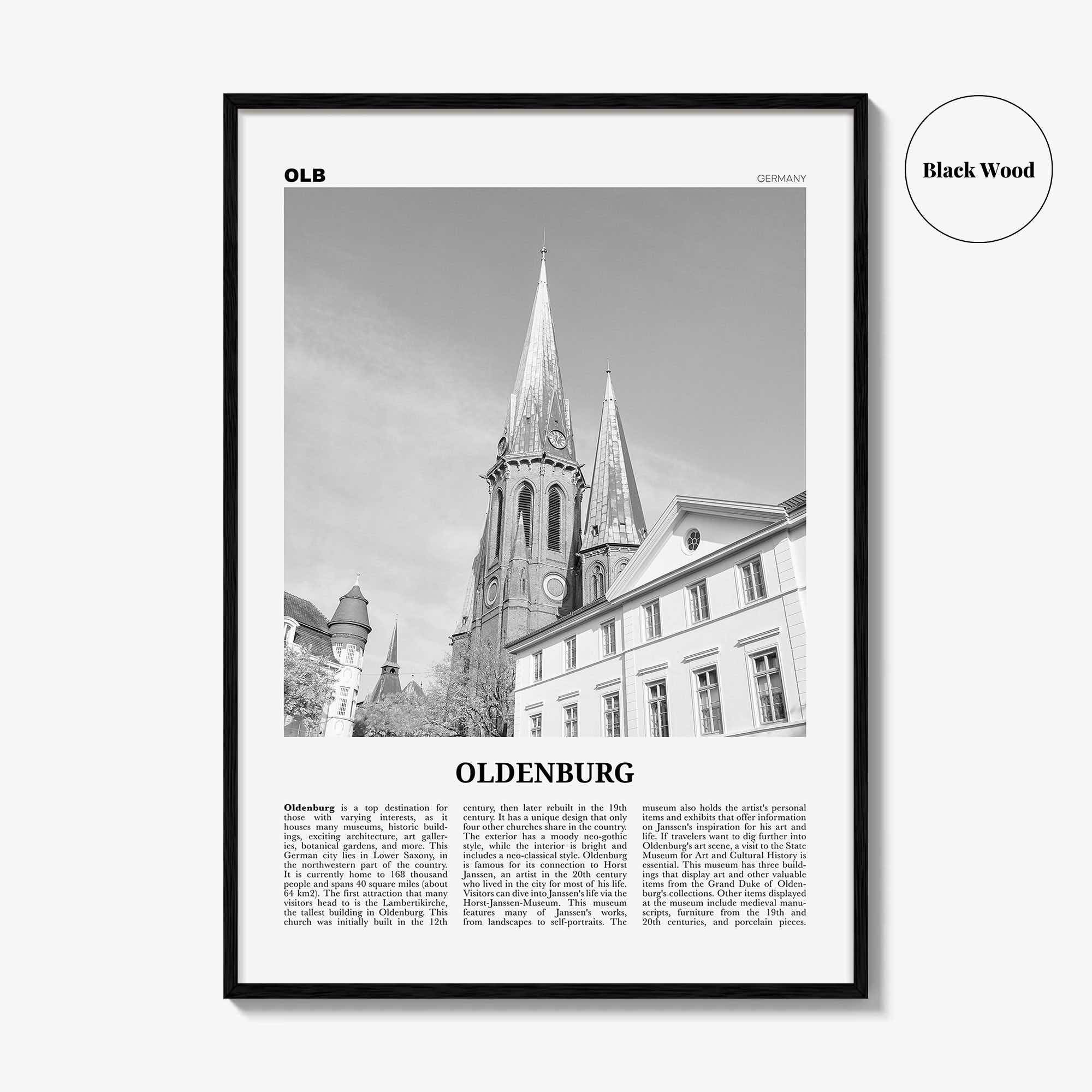 Oldenburg Print Black and White, Oldenburg Wall Art, Oldenburg Poster, Oldenburg Photo, Oldenburg Wall Décor, Oldenburg Map, Germany