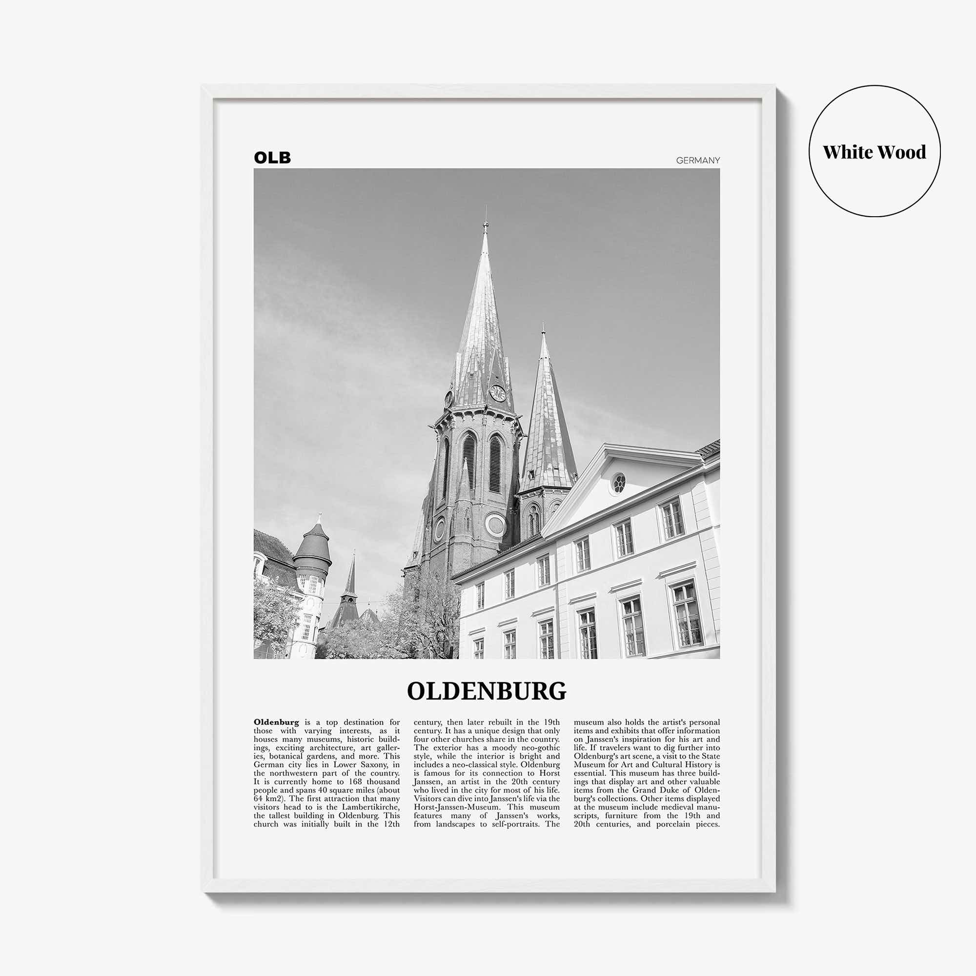 Oldenburg Print Black and White, Oldenburg Wall Art, Oldenburg Poster, Oldenburg Photo, Oldenburg Wall Décor, Oldenburg Map, Germany