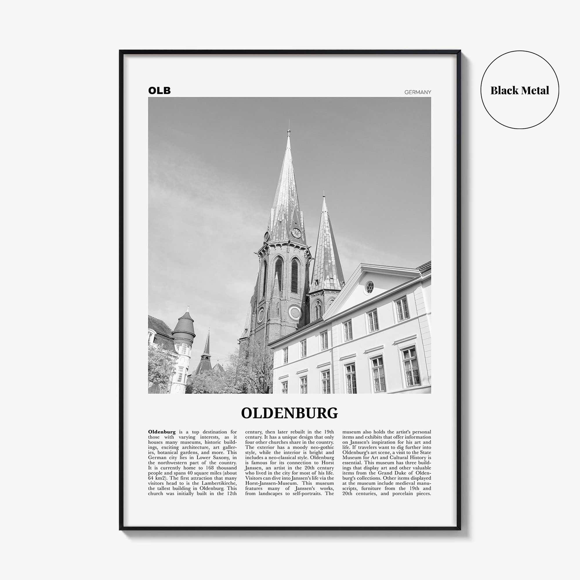 Oldenburg Print Black and White, Oldenburg Wall Art, Oldenburg Poster, Oldenburg Photo, Oldenburg Wall Décor, Oldenburg Map, Germany