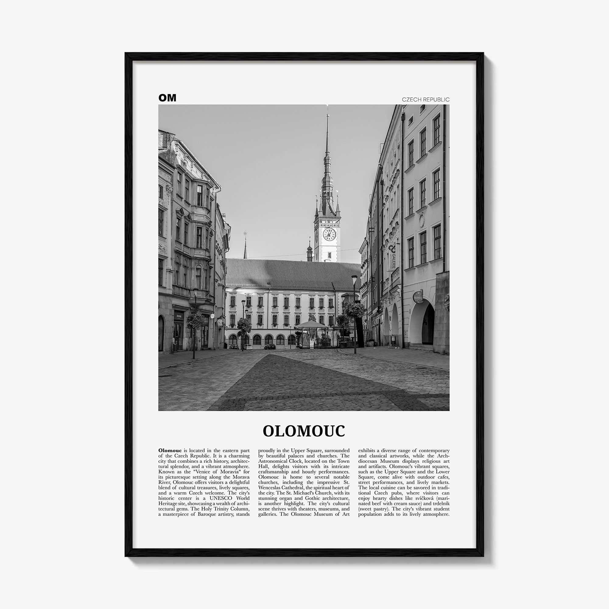 Olomouc Print Black and White, Olomouc Wall Art, Olomouc Poster, Olomouc Photo, Olomouc Wall Décor, Olomouc Map, Czech Republic