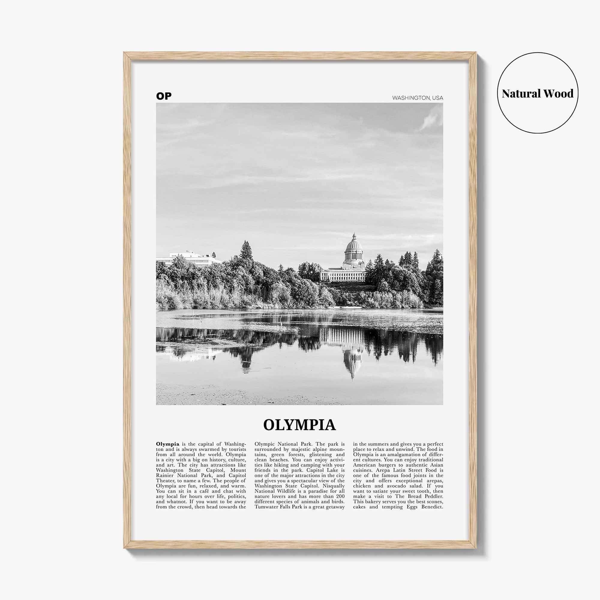 Olympia Print Black and White No 2, Olympia Wall Art, Olympia Poster, Olympia Photo, Olympia Wall Décor, Washington State, USA United States