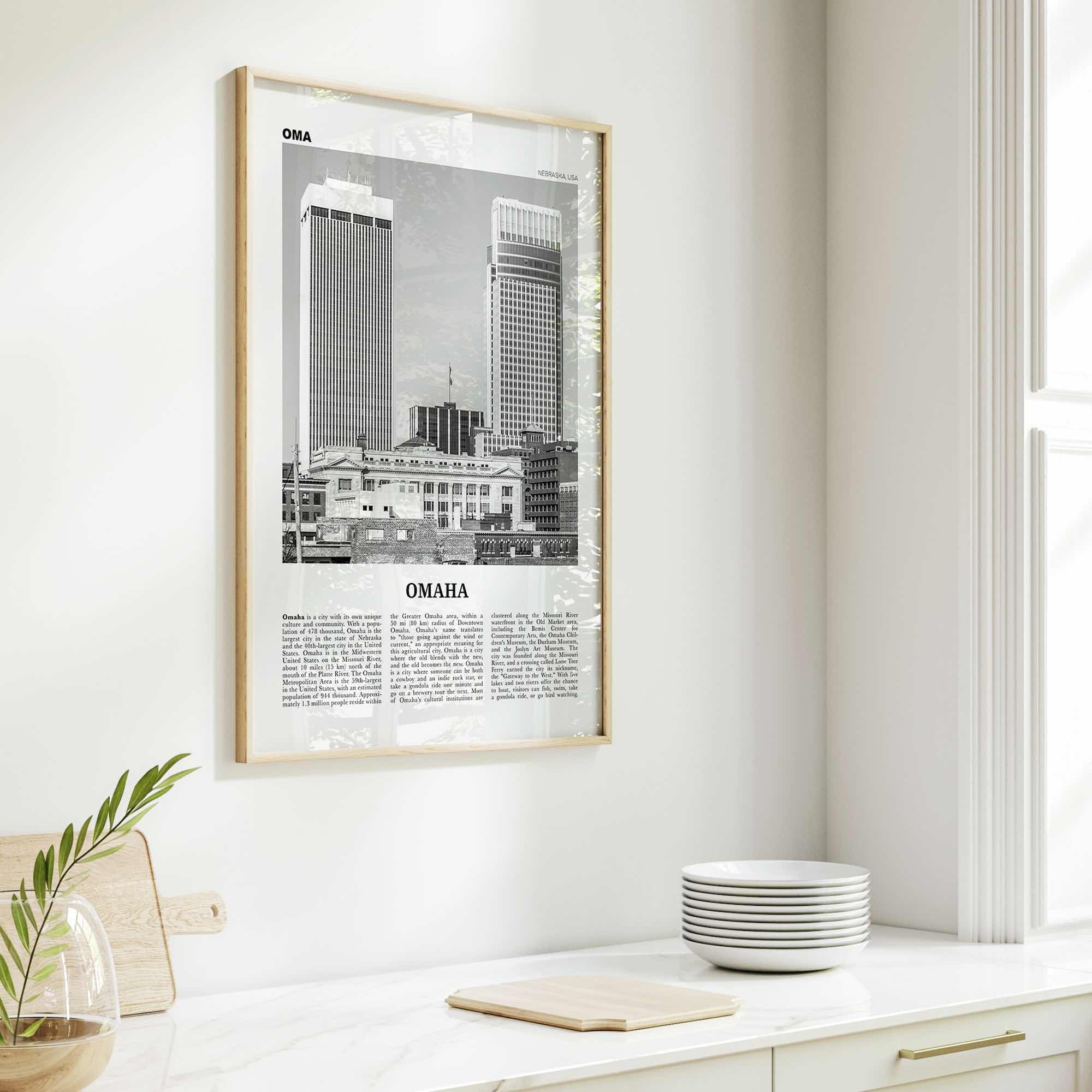 Omaha Print Black and White No 2, Omaha Wall Art, Omaha Poster, Omaha Photo, Omaha Wall Decor, Nebraska, USA, United States